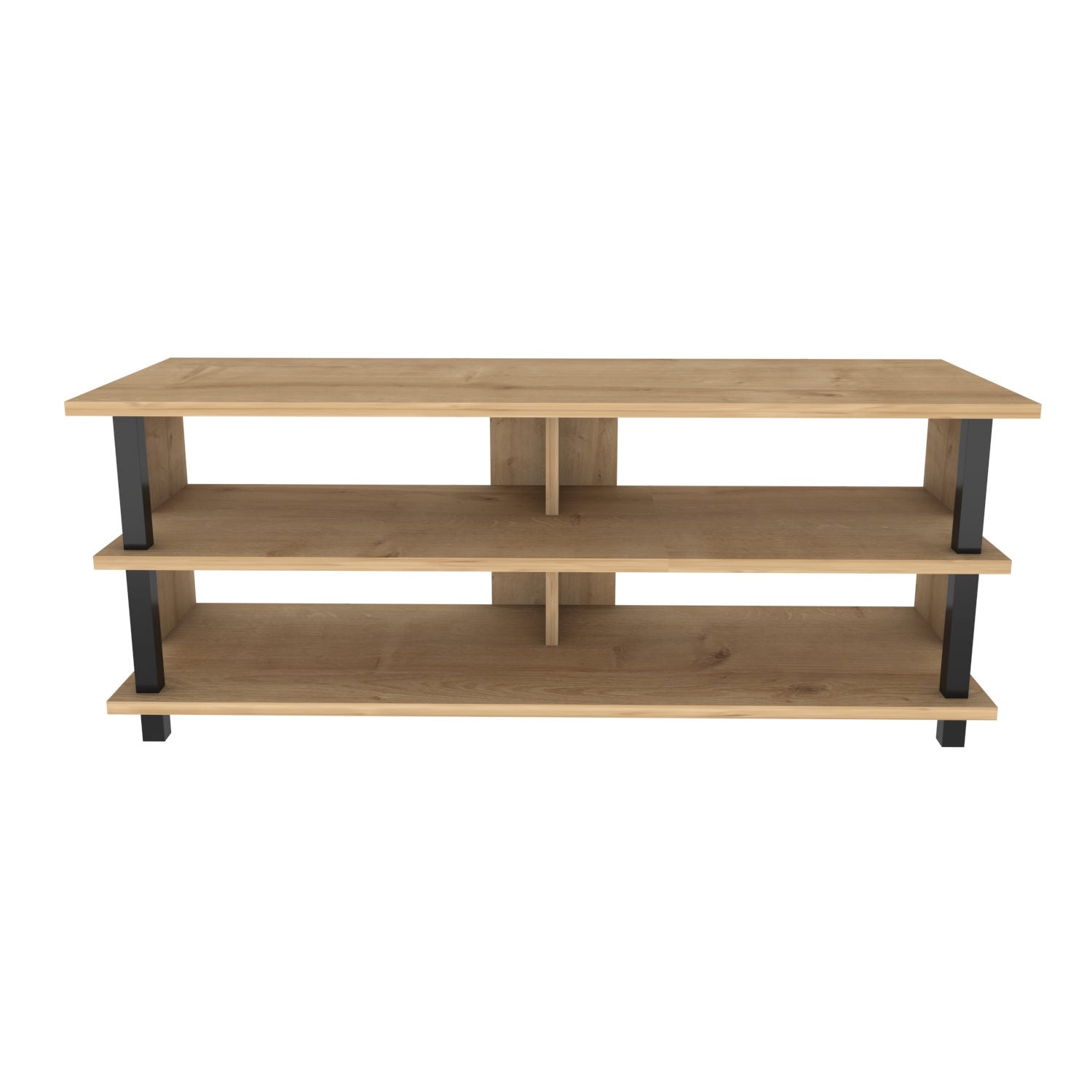 Móvel de TV industrial, preto e carvalho, 120 x 44,6 x 47,4 cm | Painel de partículas 100% revestido de melamina, 18 mm de espessura | Elegante e durável para salas de estar modernas