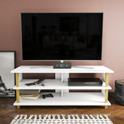 Móvel de TV Glamouroso, Dourado e Branco, 120 x 44,6 x 47,4 cm | Painel de partículas 100% revestido em melamina, 18 mm de espessura | Elegante e funcional para salas de estar modernas