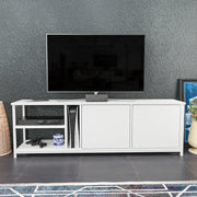Móvel de TV escandinavo, branco, 160 x 35,3 x 50,8 cm | Painel de partículas 100% revestido de melamina, 18 mm de espessura | Elegante e funcional para salas de estar modernas