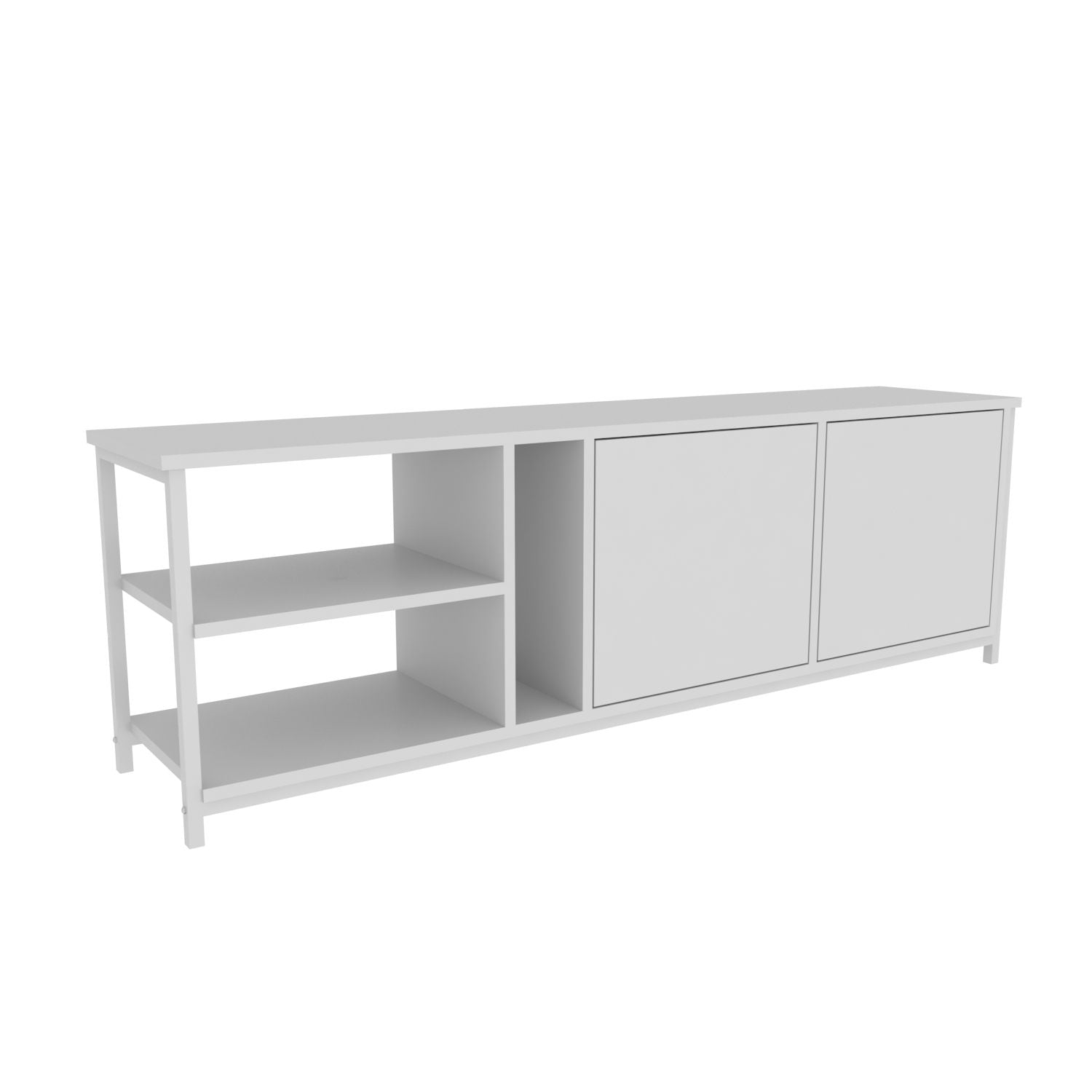 Móvel de TV escandinavo, branco, 160 x 35,3 x 50,8 cm | Painel de partículas 100% revestido de melamina, 18 mm de espessura | Elegante e funcional para salas de estar modernas