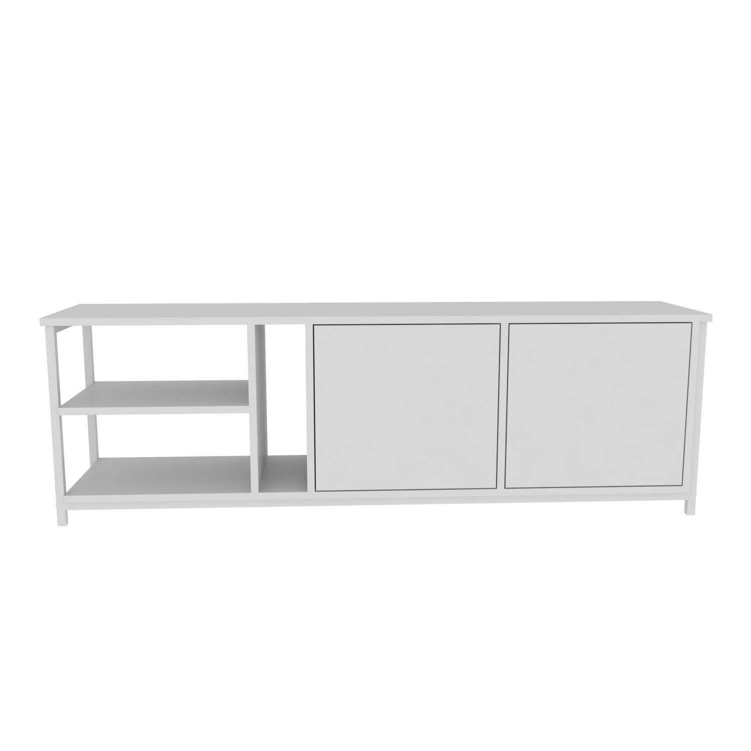 Móvel de TV escandinavo, branco, 160 x 35,3 x 50,8 cm | Painel de partículas 100% revestido de melamina, 18 mm de espessura | Elegante e funcional para salas de estar modernas
