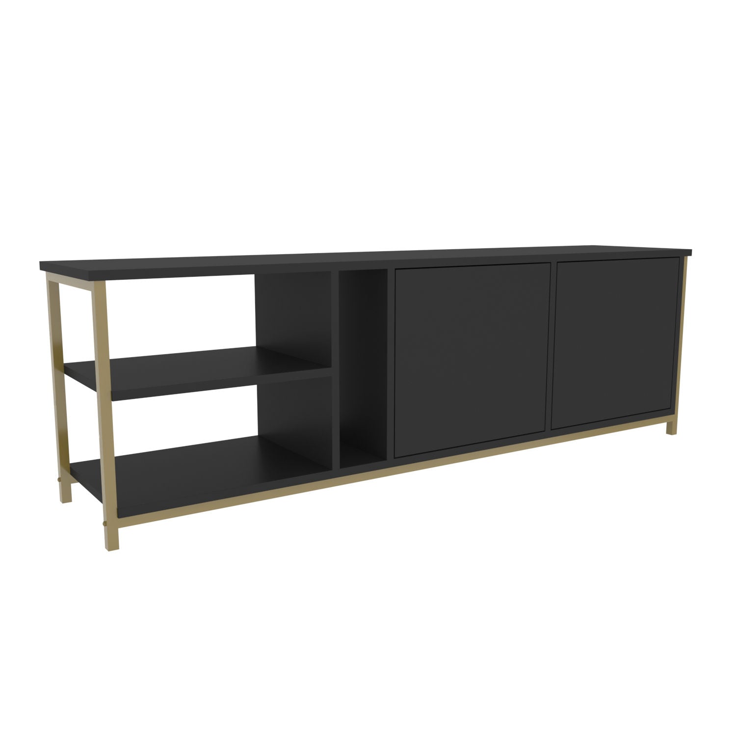 Móvel de TV Glamouroso, Antracite e Dourado, 160 x 35,3 x 50,8 cm | Painel de partículas 100% revestido em melamina, 18 mm de espessura | Elegante e funcional para salas de estar modernas