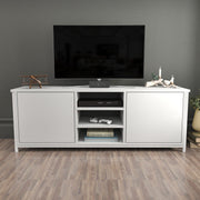 Móvel de TV escandinavo, branco, 140 x 35,3 x 50,8 cm | Painel de partículas 100% revestido de melamina, 18 mm de espessura | Elegante e funcional para salas de estar modernas