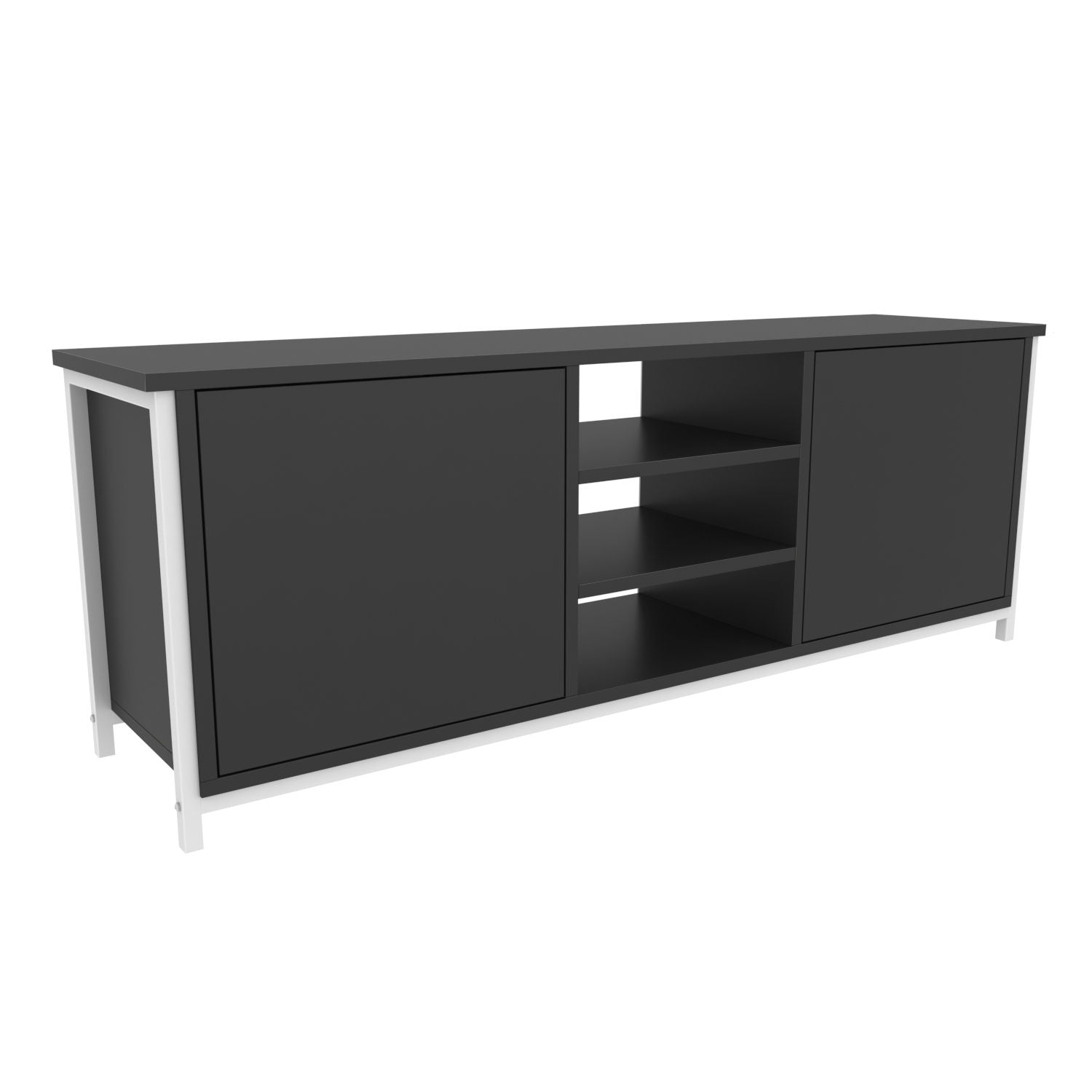 Móvel de TV elegante, branco e antracite, 140 x 35,3 x 50,8 cm | Painel de partículas 100% revestido de melamina, 18 mm de espessura | Design moderno para salas de estar e espaços de entretenimento