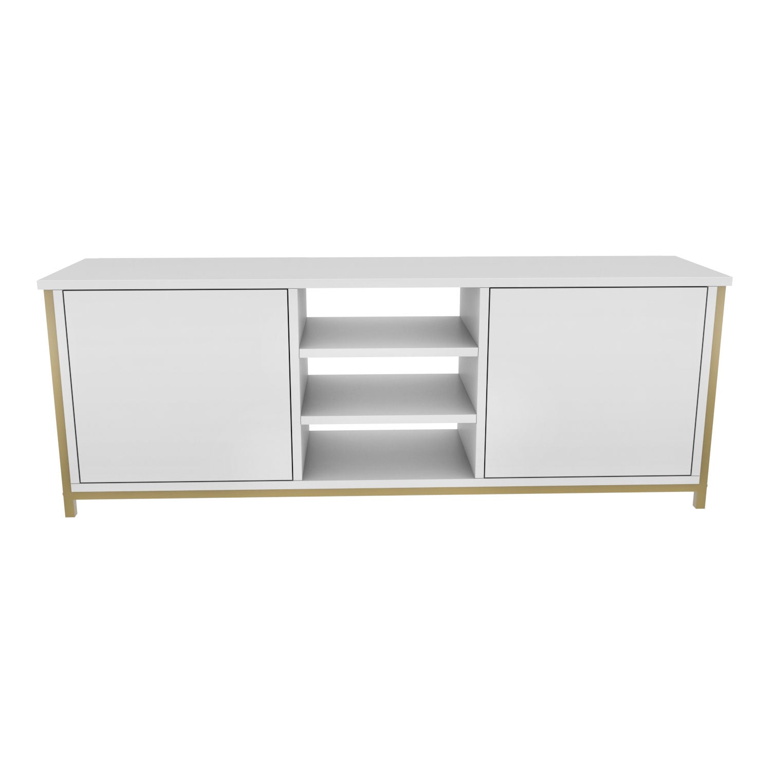 Móvel de TV Glamouroso, Dourado e Branco, 140 x 35,3 x 50,8 cm | Painel de partículas 100% revestido em melamina, 18 mm de espessura | Elegante e funcional para salas de estar modernas
