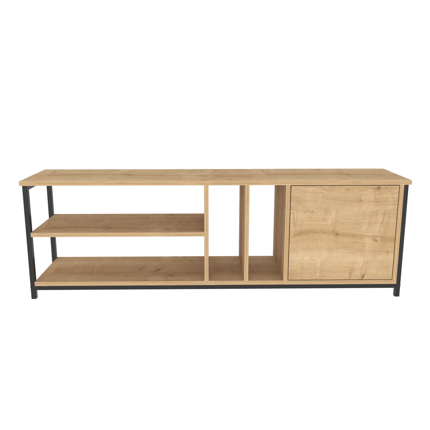 Móvel de TV industrial, preto e carvalho, 140 cm x 35,3 cm x 50,8 cm | Painel de partículas 100% revestido de melamina, 18 mm de espessura | Elegante e durável para salas de estar modernas