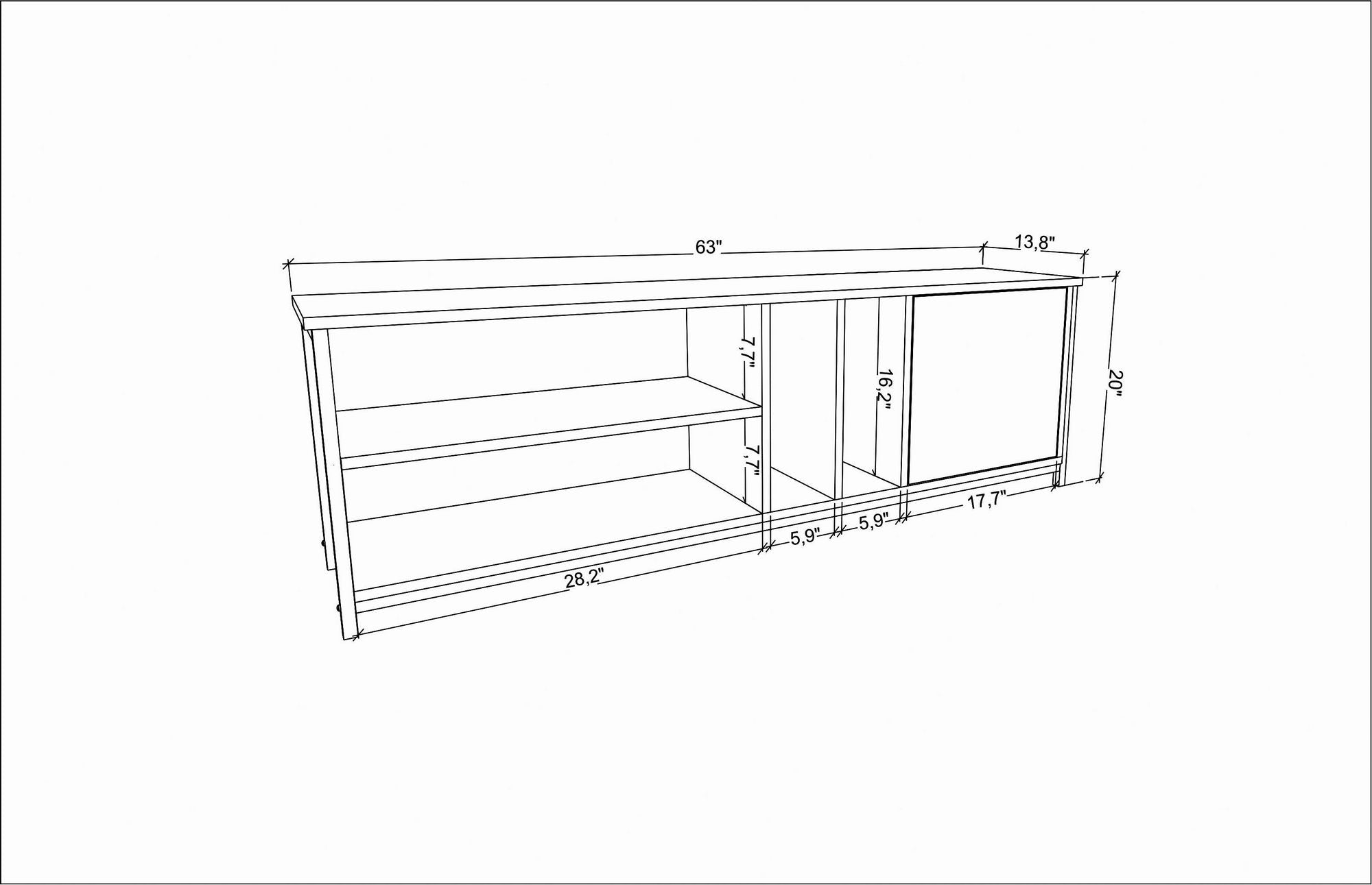 Móvel de TV Glamouroso, Dourado e Carvalho, 140 x 35,3 x 50,8 cm | Painel de partículas 100% revestido em melamina, 18 mm de espessura | Elegante e funcional para salas de estar modernas