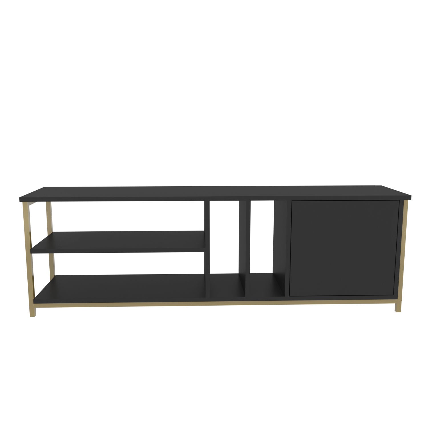 Móvel de TV Glamouroso, Dourado e Antracite, 140 x 35,3 x 50,8 cm | Painel de partículas 100% revestido em melamina, 18 mm de espessura | Elegante e funcional para salas de estar modernas