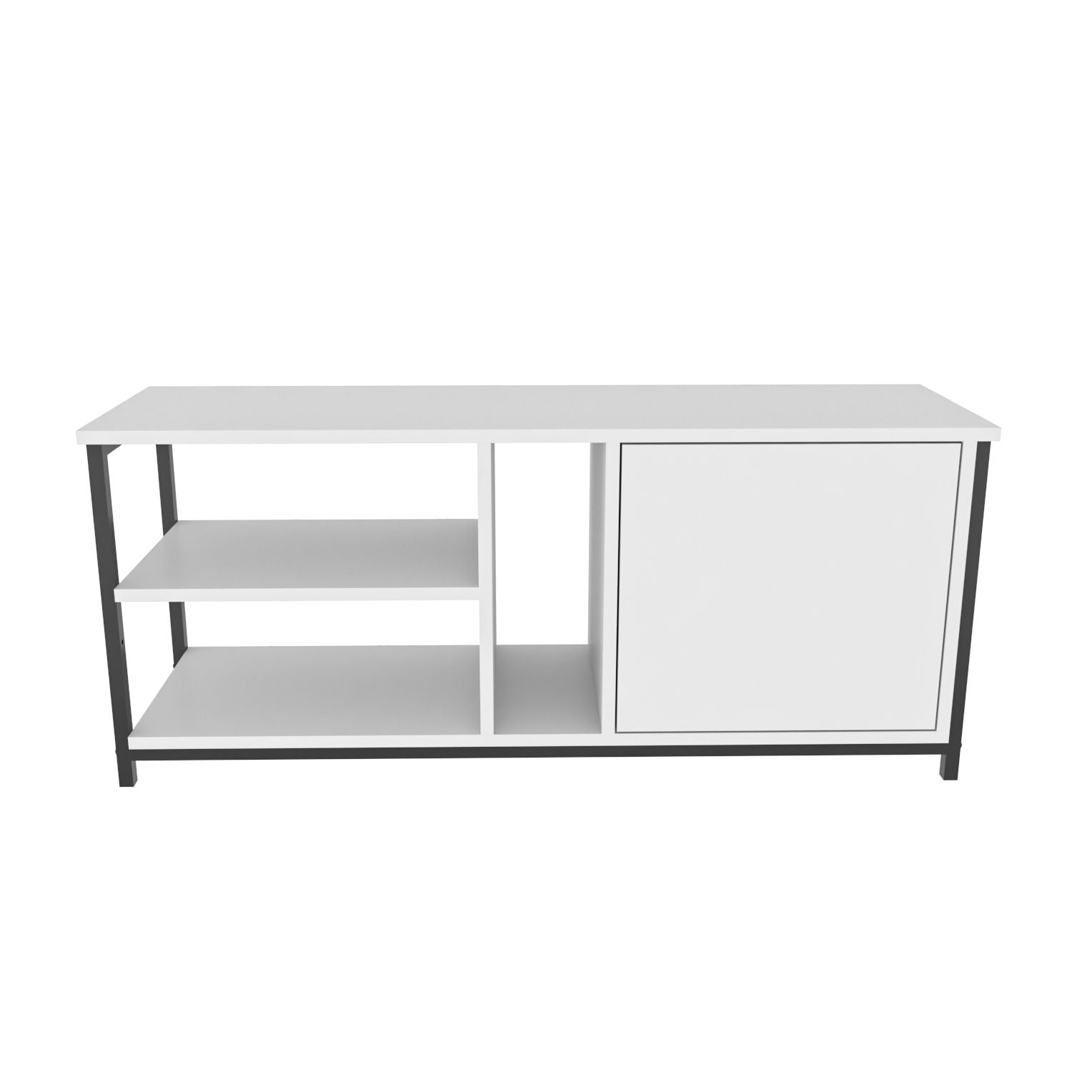 Móvel de TV elegante, preto e branco, 120 x 35,3 x 50,8 cm | Painel de partículas 100% revestido de melamina, 18 mm de espessura | Design moderno para salas de estar e espaços de entretenimento