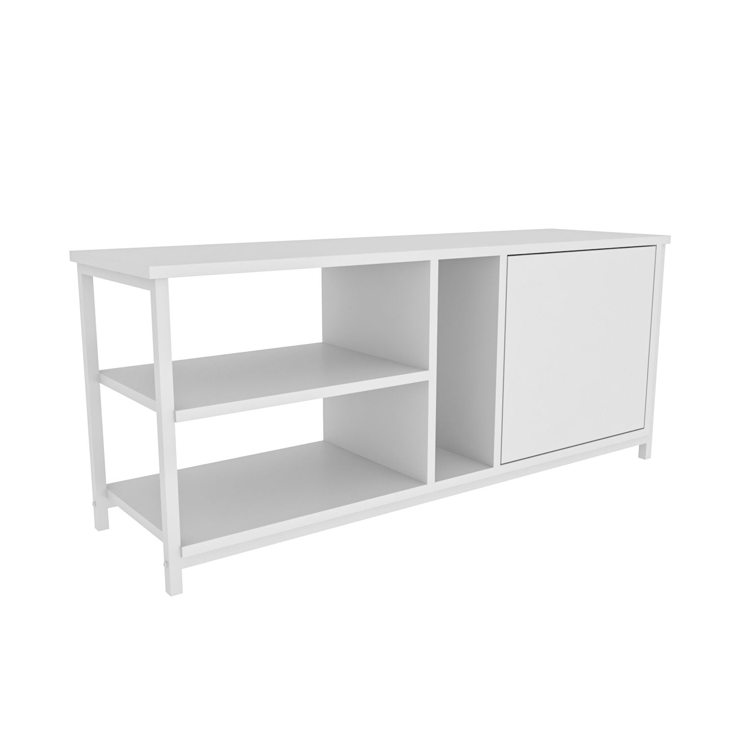 Móvel de TV escandinavo, branco, 120 x 35,3 x 50,8 cm | Painel de partículas 100% revestido de melamina, 18 mm de espessura | Elegante e funcional para salas de estar modernas