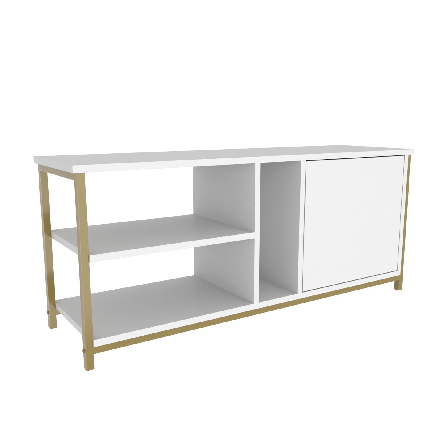 Móvel de TV Glamouroso, Dourado e Branco, 120 x 35,3 x 50,8 cm | Painel de partículas 100% revestido em melamina, 18 mm de espessura | Elegante e funcional para salas de estar modernas