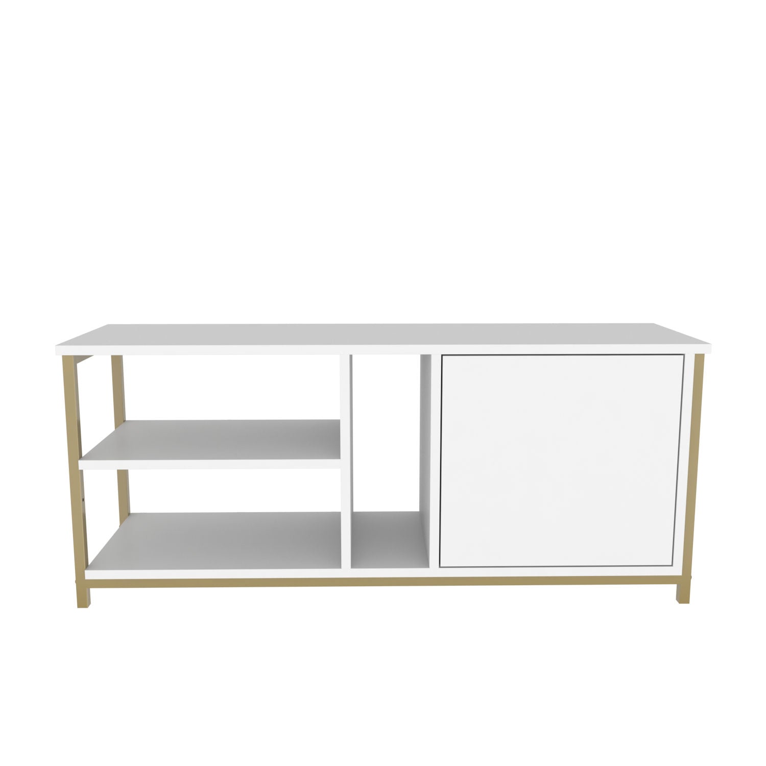 Móvel de TV Glamouroso, Dourado e Branco, 120 x 35,3 x 50,8 cm | Painel de partículas 100% revestido em melamina, 18 mm de espessura | Elegante e funcional para salas de estar modernas