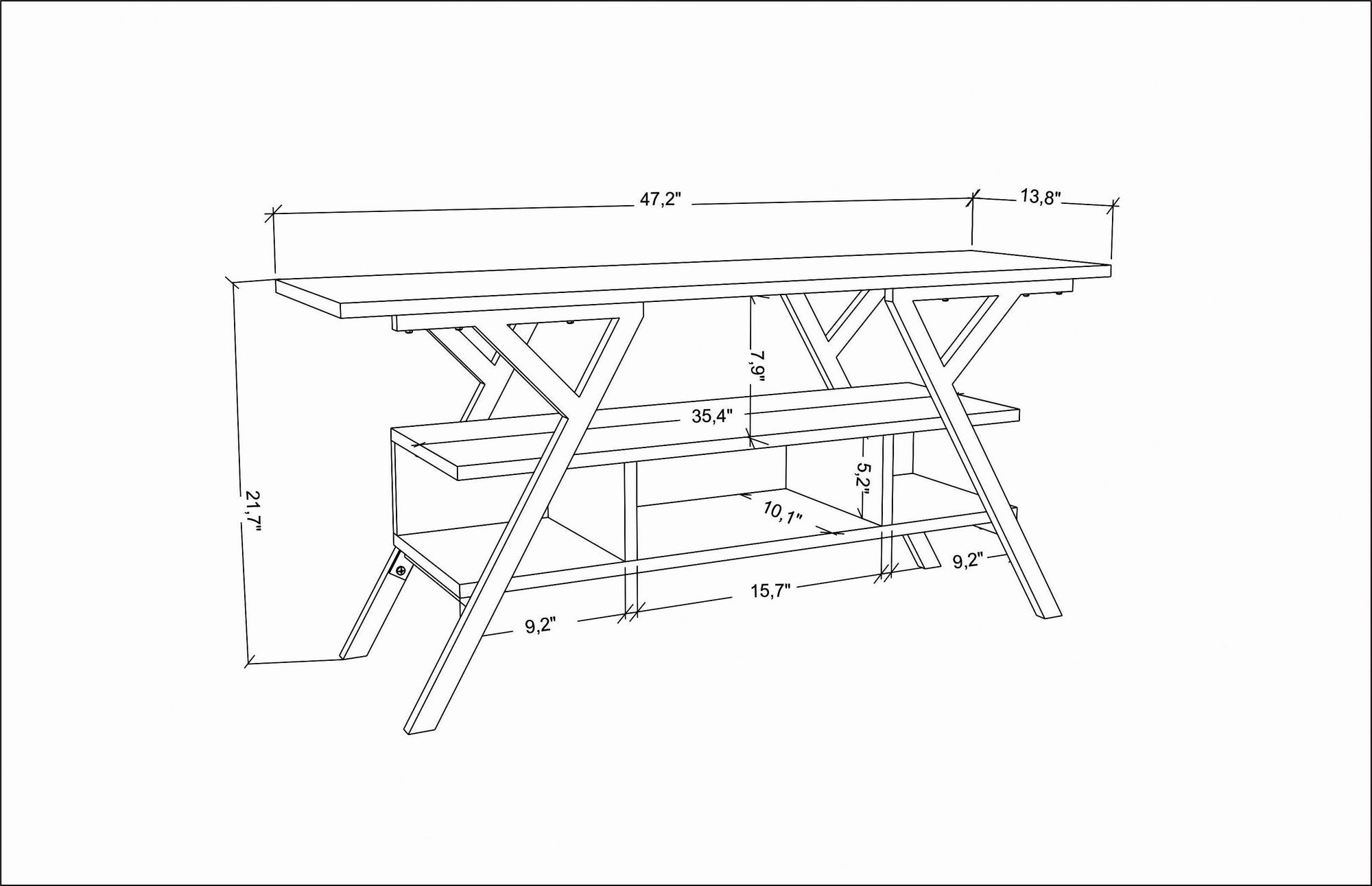 Suporte de TV elegante, preto e branco, 120 x 35 x 55 cm | Painel de partículas 100% revestido de melamina, 18 mm de espessura, estrutura de metal resistente | Design moderno para sala de estar