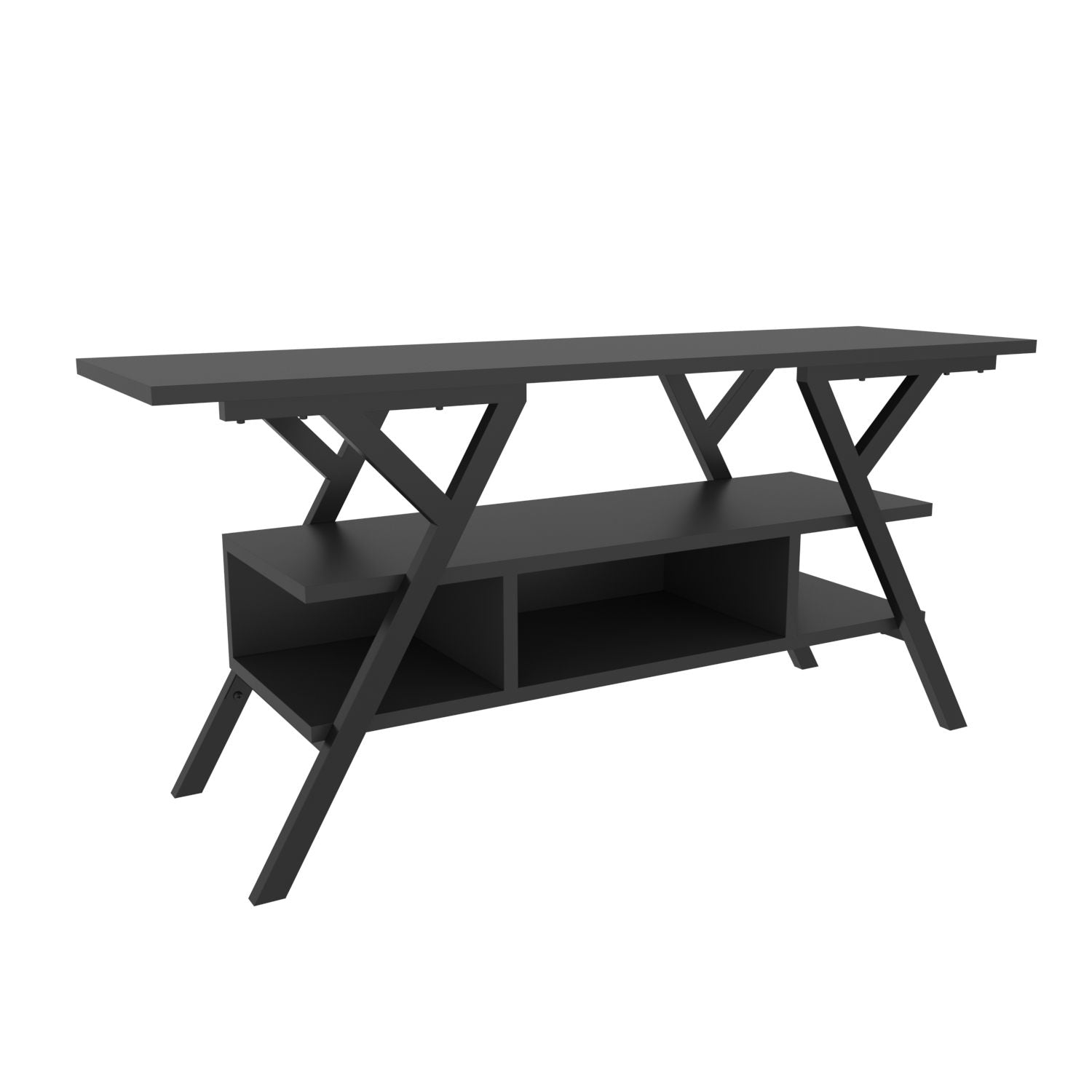 Móvel de TV industrial, preto e antracite, 120 x 35 x 55 cm | Painel de partículas 100% revestido de melamina, 18 mm de espessura, estrutura de metal resistente | Design elegante e funcional