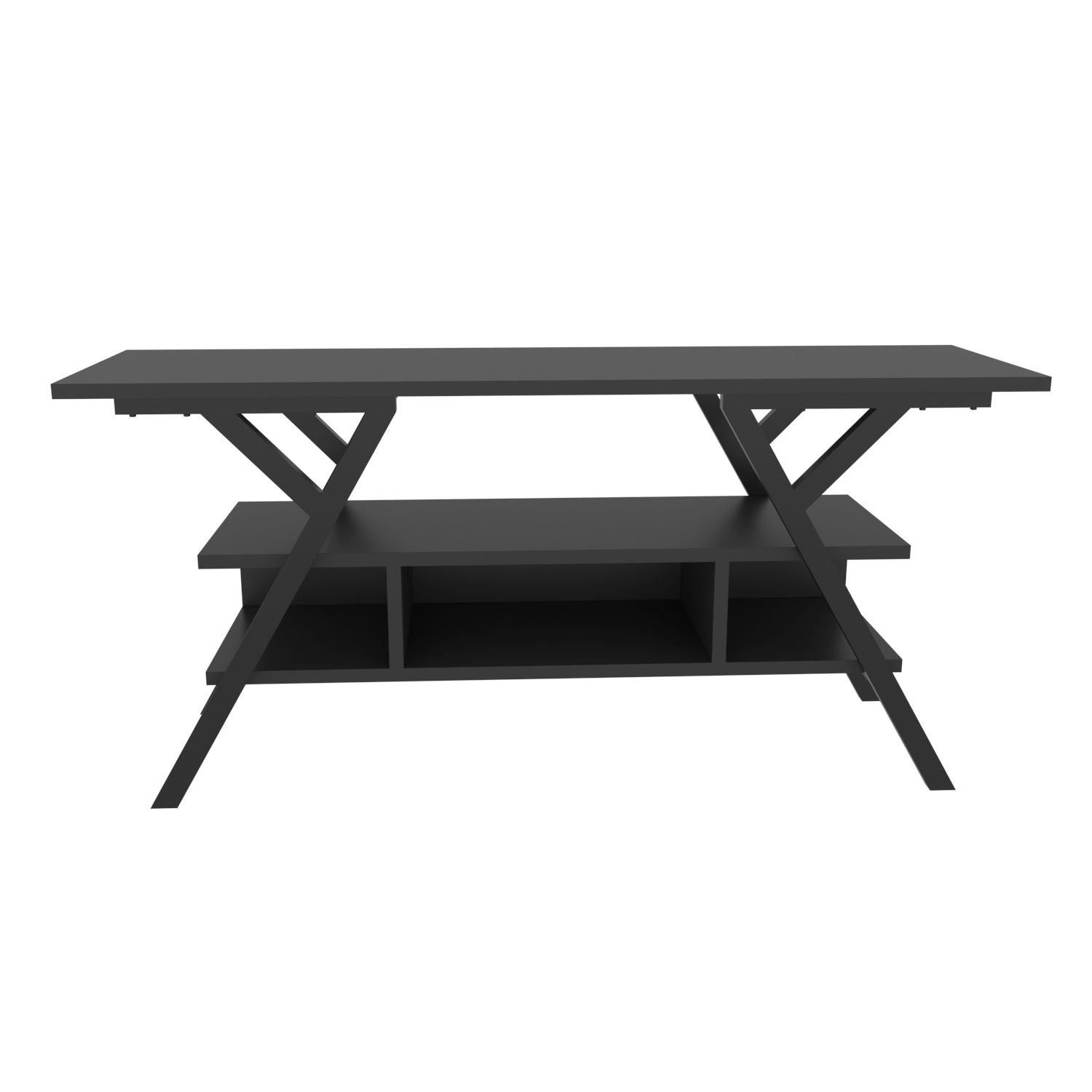 Móvel de TV industrial, preto e antracite, 120 x 35 x 55 cm | Painel de partículas 100% revestido de melamina, 18 mm de espessura, estrutura de metal resistente | Design elegante e funcional