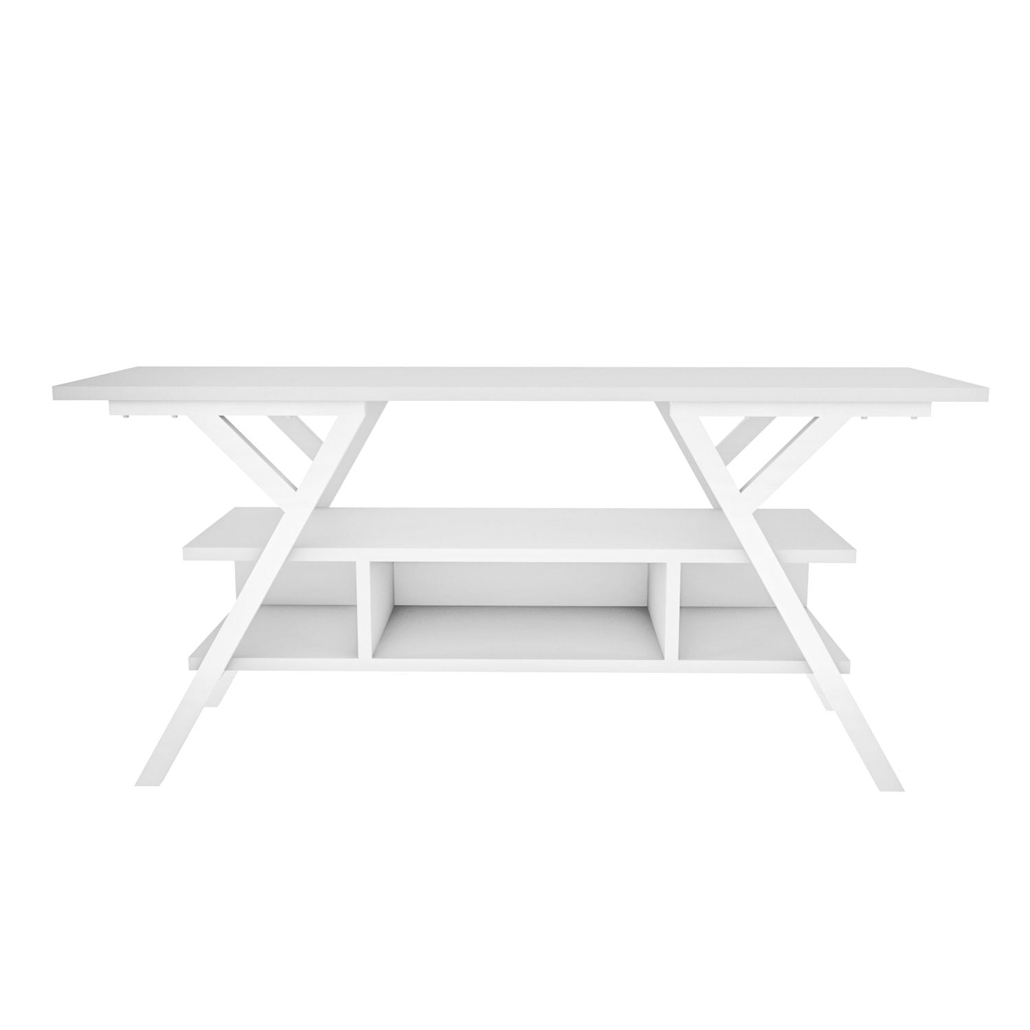 Suporte de TV escandinavo, branco, 120 x 35 x 55 cm | Painel de partículas 100% revestido de melamina, 18 mm de espessura, estrutura de metal resistente | Design elegante e funcional