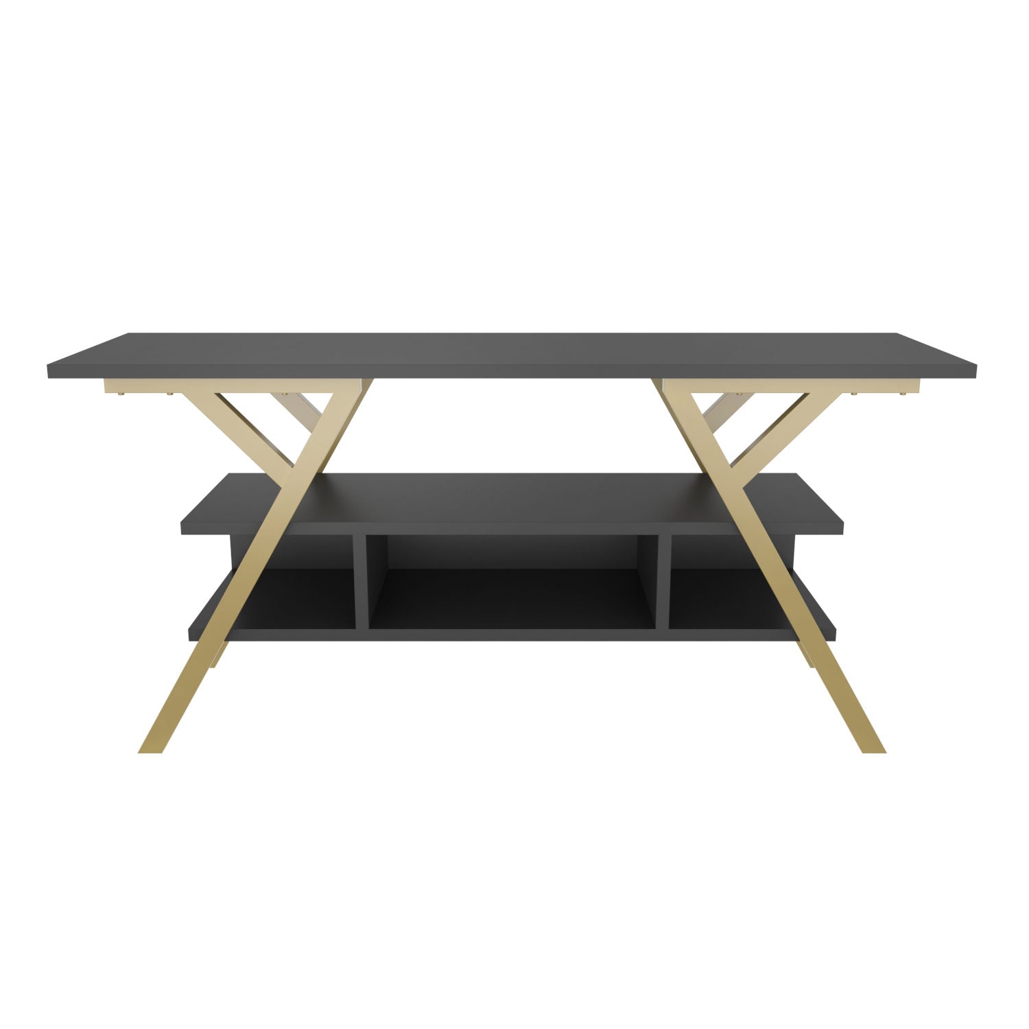 Suporte de TV Glamouroso, Dourado e Antracite, 120 x 35 x 55 cm | Painel de partículas 100% revestido em melamina, 18 mm de espessura, estrutura de metal resistente | Design elegante e funcional para salas de estar modernas