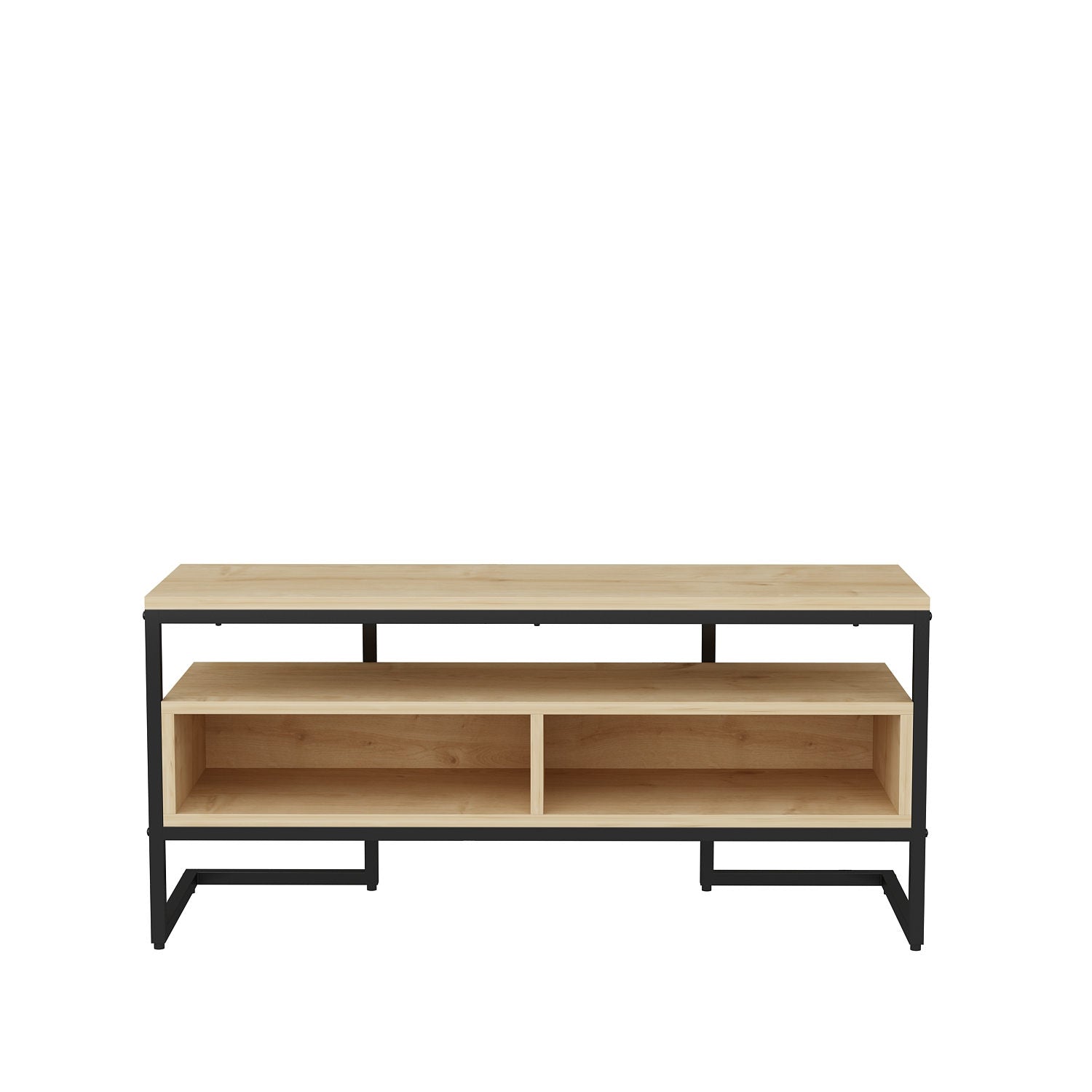 Suporte de TV industrial, preto e carvalho, 110 x 35 x 49,9 cm | Painel de partículas 100% revestido em melamina, 18 mm de espessura | Elegante e funcional para salas de estar modernas