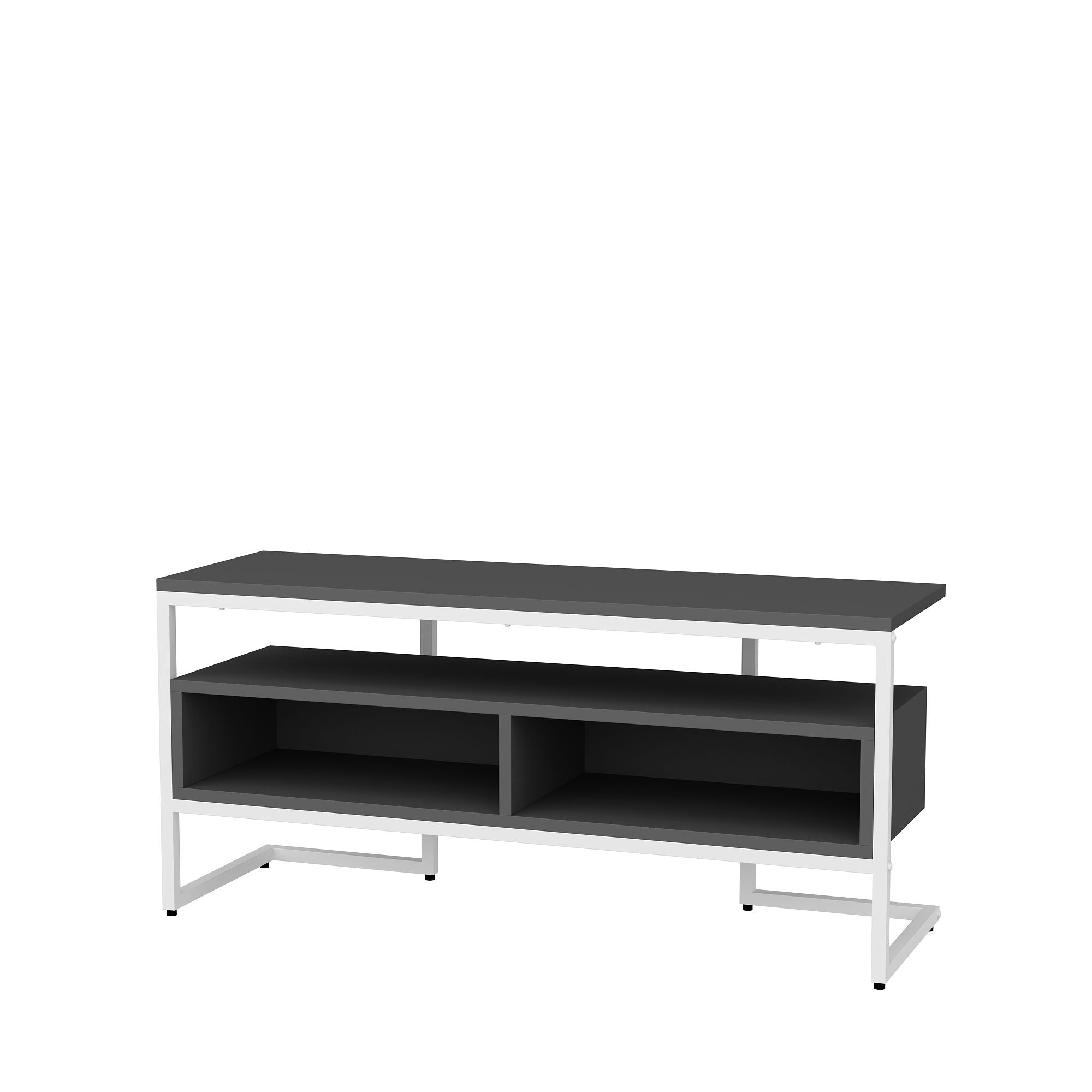 Suporte de TV elegante, branco e antracite, 110 x 35 x 49,9 cm | Painel de partículas 100% revestido de melamina, 18 mm de espessura | Design moderno para salas de estar e espaços de entretenimento
