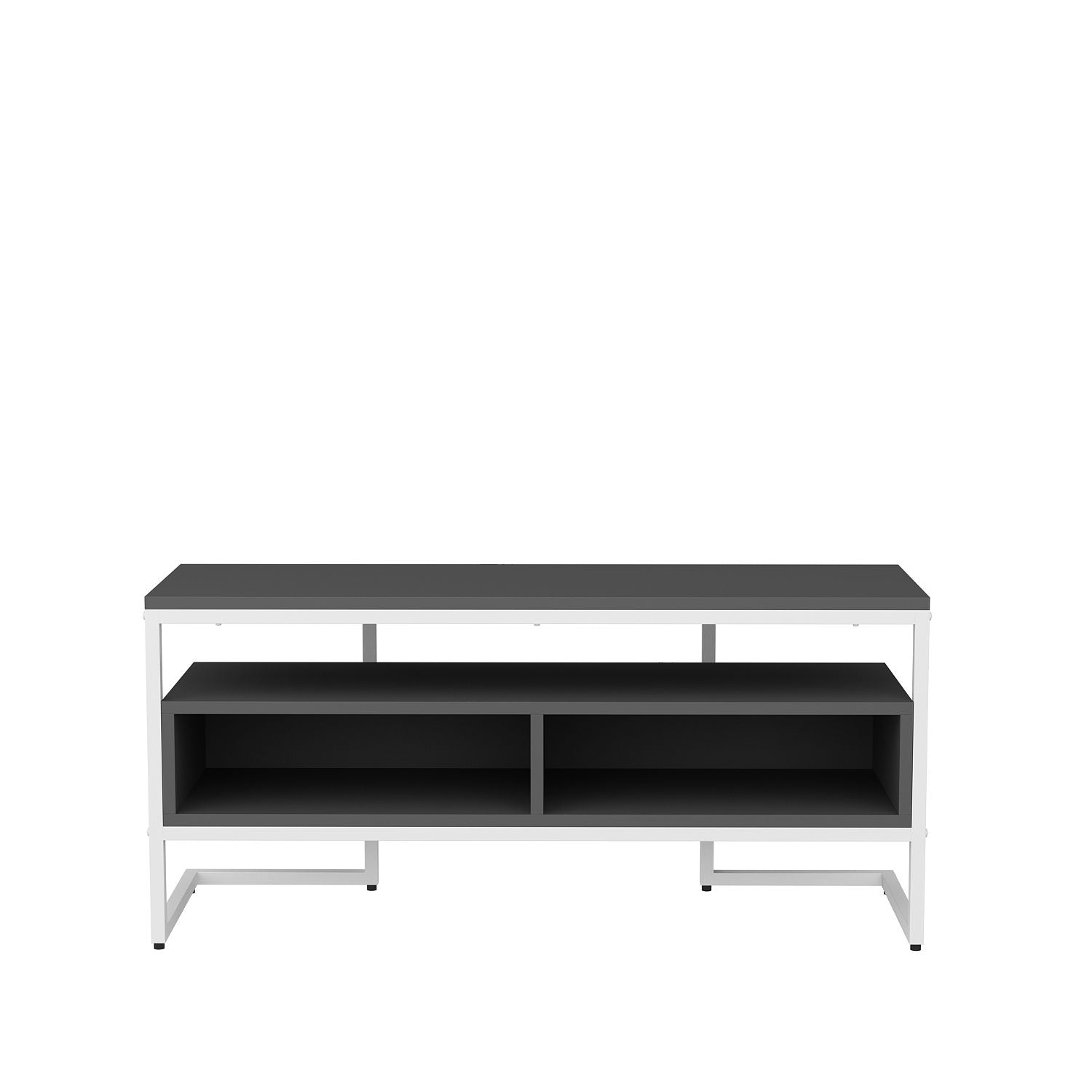 Suporte de TV elegante, branco e antracite, 110 x 35 x 49,9 cm | Painel de partículas 100% revestido de melamina, 18 mm de espessura | Design moderno para salas de estar e espaços de entretenimento