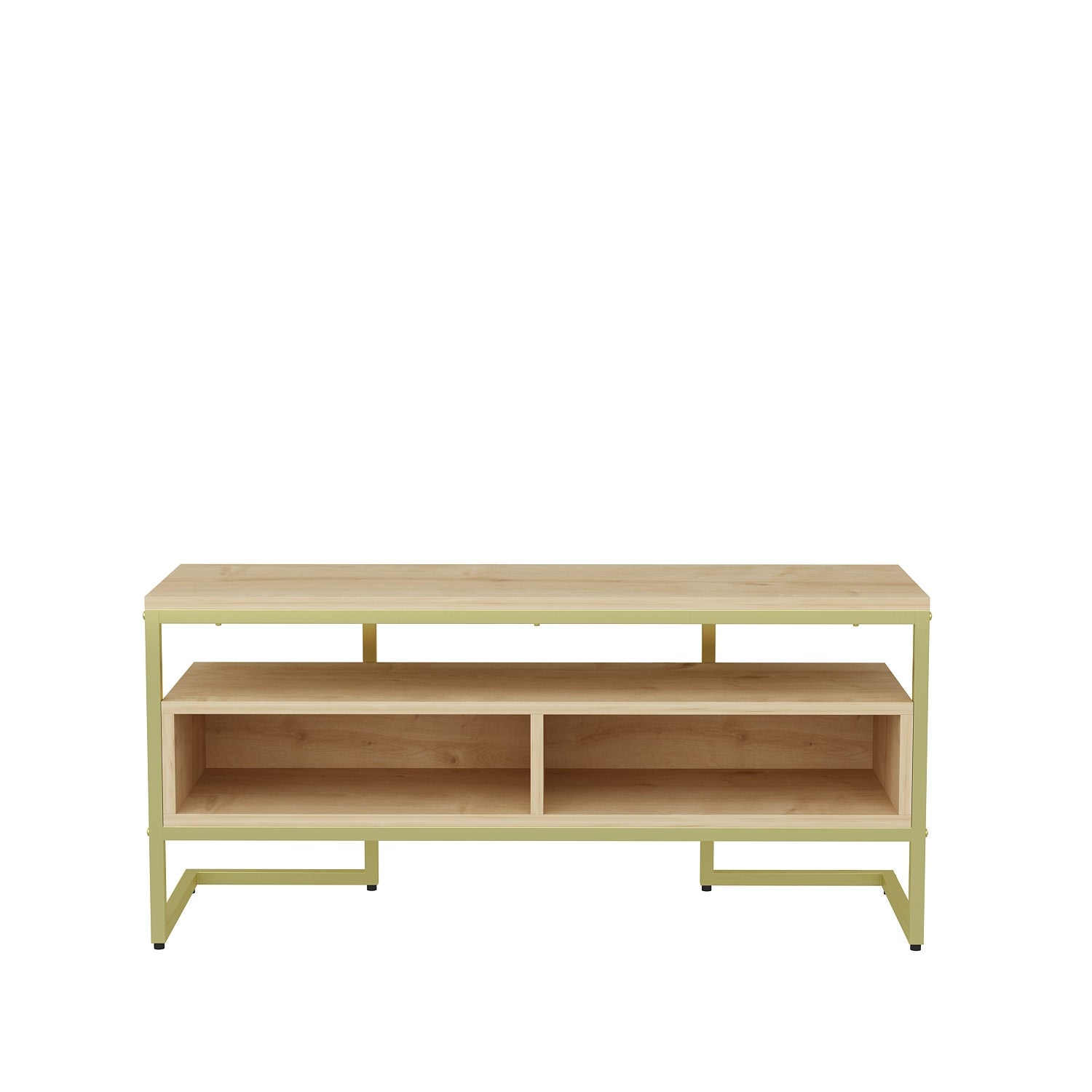 Suporte de TV Glamouroso, Dourado e Carvalho, 110 x 35 x 49,9 cm | Painel de partículas 100% revestido em melamina, 18 mm de espessura | Elegante e funcional para salas de estar modernas
