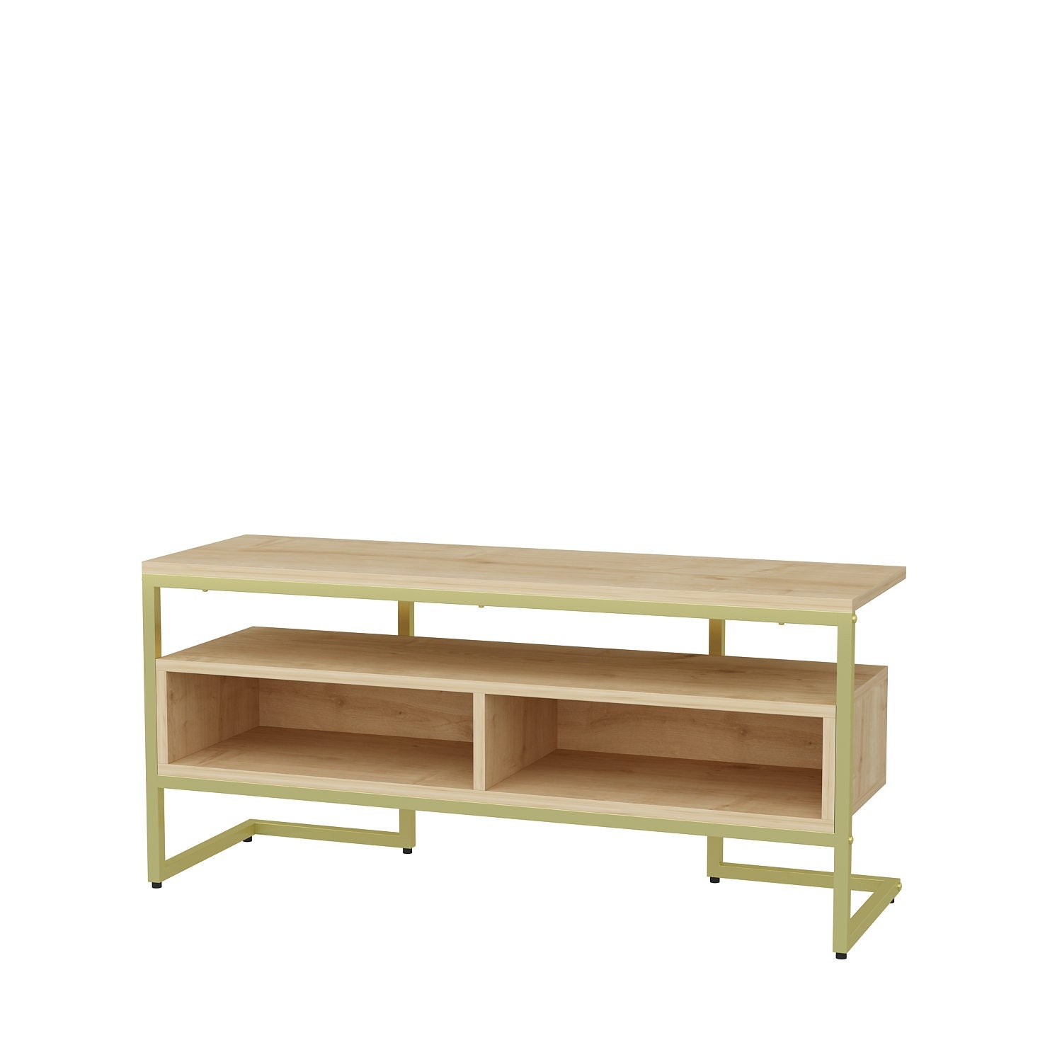 Suporte de TV Glamouroso, Dourado e Carvalho, 110 x 35 x 49,9 cm | Painel de partículas 100% revestido em melamina, 18 mm de espessura | Elegante e funcional para salas de estar modernas