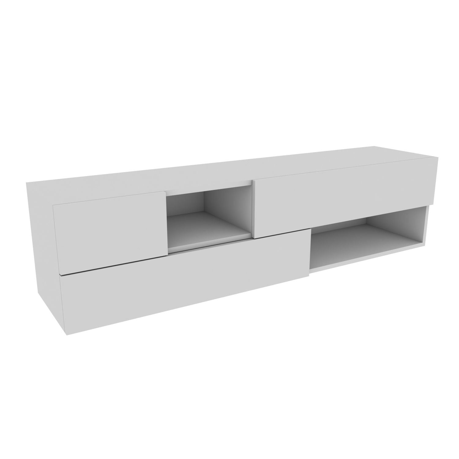 Móvel de TV escandinavo, branco, 160 x 37,7 x 40 cm | Painel de partículas 100% revestido em melamina, 18 mm de espessura | Elegante e funcional para salas de estar modernas