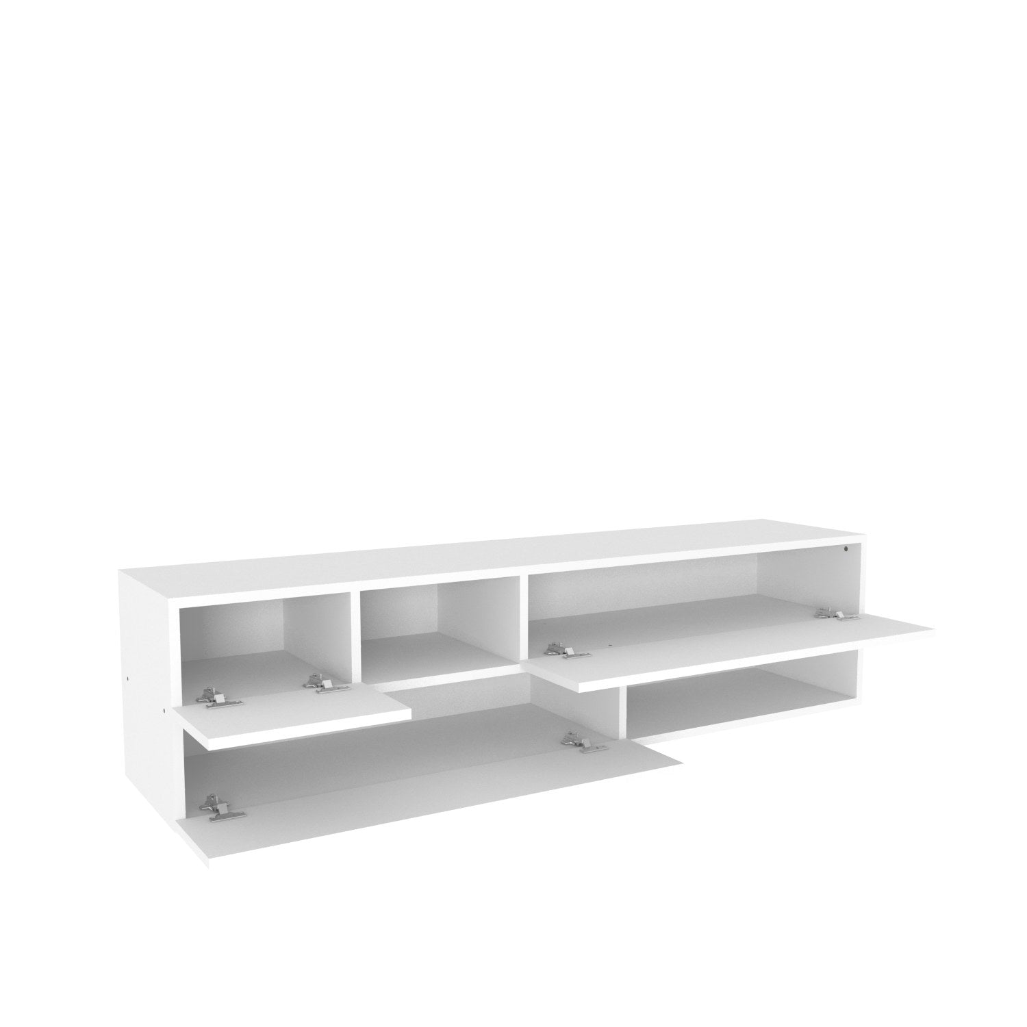 Móvel de TV escandinavo, branco, 160 x 37,7 x 40 cm | Painel de partículas 100% revestido em melamina, 18 mm de espessura | Elegante e funcional para salas de estar modernas