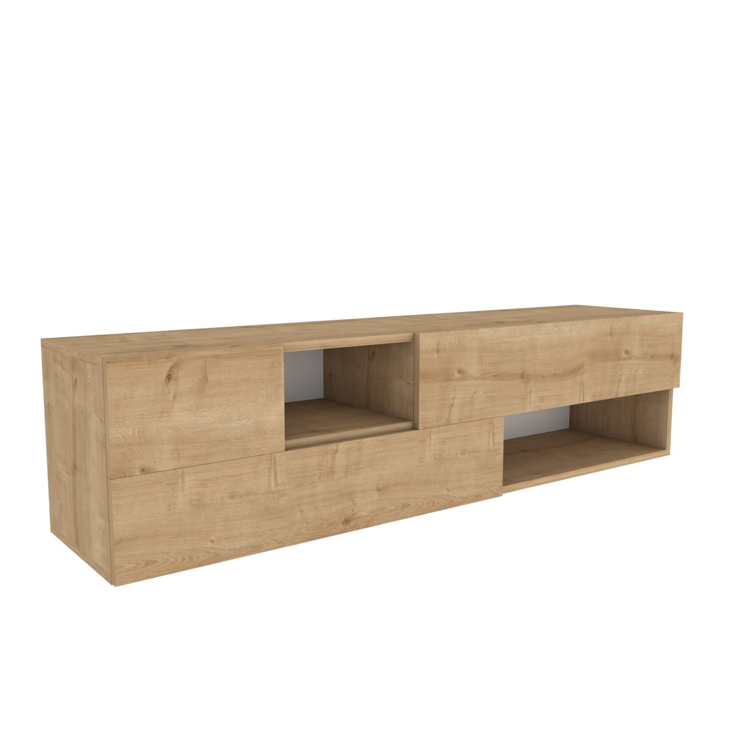 Móvel de TV elegante em carvalho, 160 cm x 37,7 cm x 40 cm | Painel de partículas 100% revestido em melamina, 18 mm de espessura | Perfeito para decoração de cabanas/lodges, durável e elegante