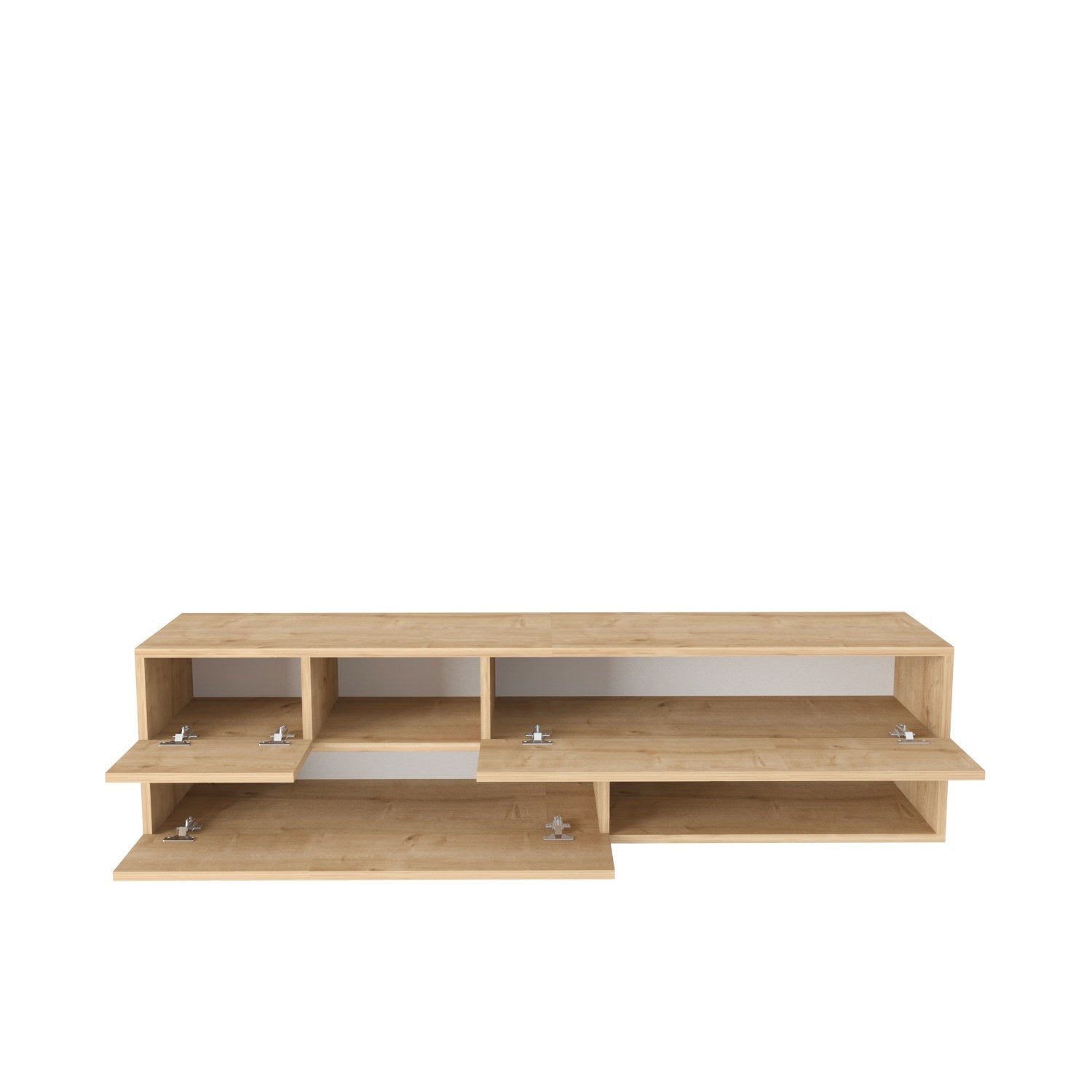 Móvel de TV elegante em carvalho, 160 cm x 37,7 cm x 40 cm | Painel de partículas 100% revestido em melamina, 18 mm de espessura | Perfeito para decoração de cabanas/lodges, durável e elegante