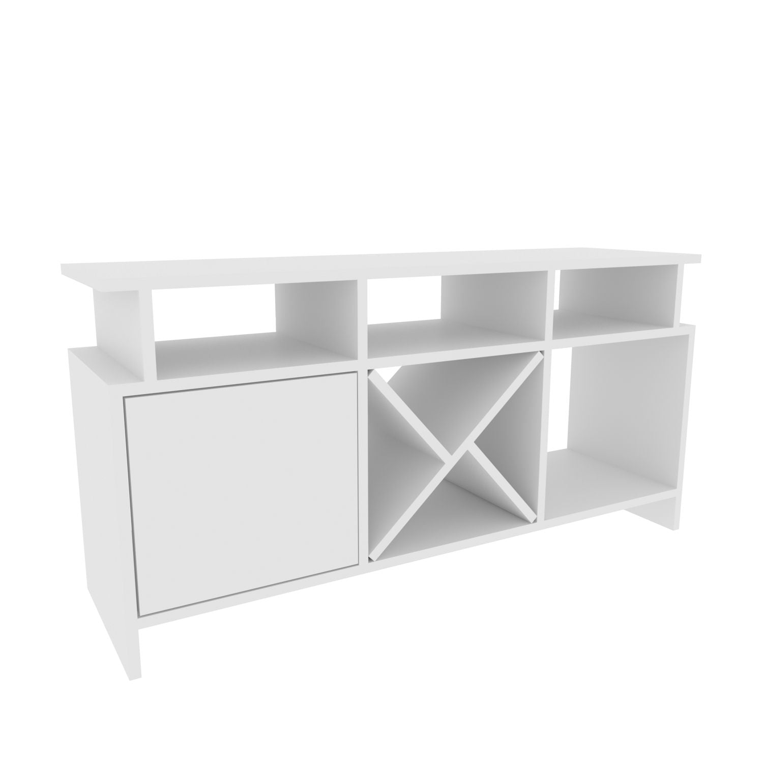 Móvel de TV moderno branco, 120 cm x 29,9 cm x 60,6 cm | Painel de partículas 100% revestido de melamina, 18 mm de espessura | Elegante e funcional para sala de estar