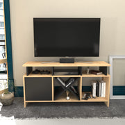 Móvel de TV elegante, carvalho e antracite, 120 x 29,9 x 60,6 cm | Painel de partículas 100% revestido de melamina, 18 mm de espessura | Design moderno para salas de estar e espaços de entretenimento