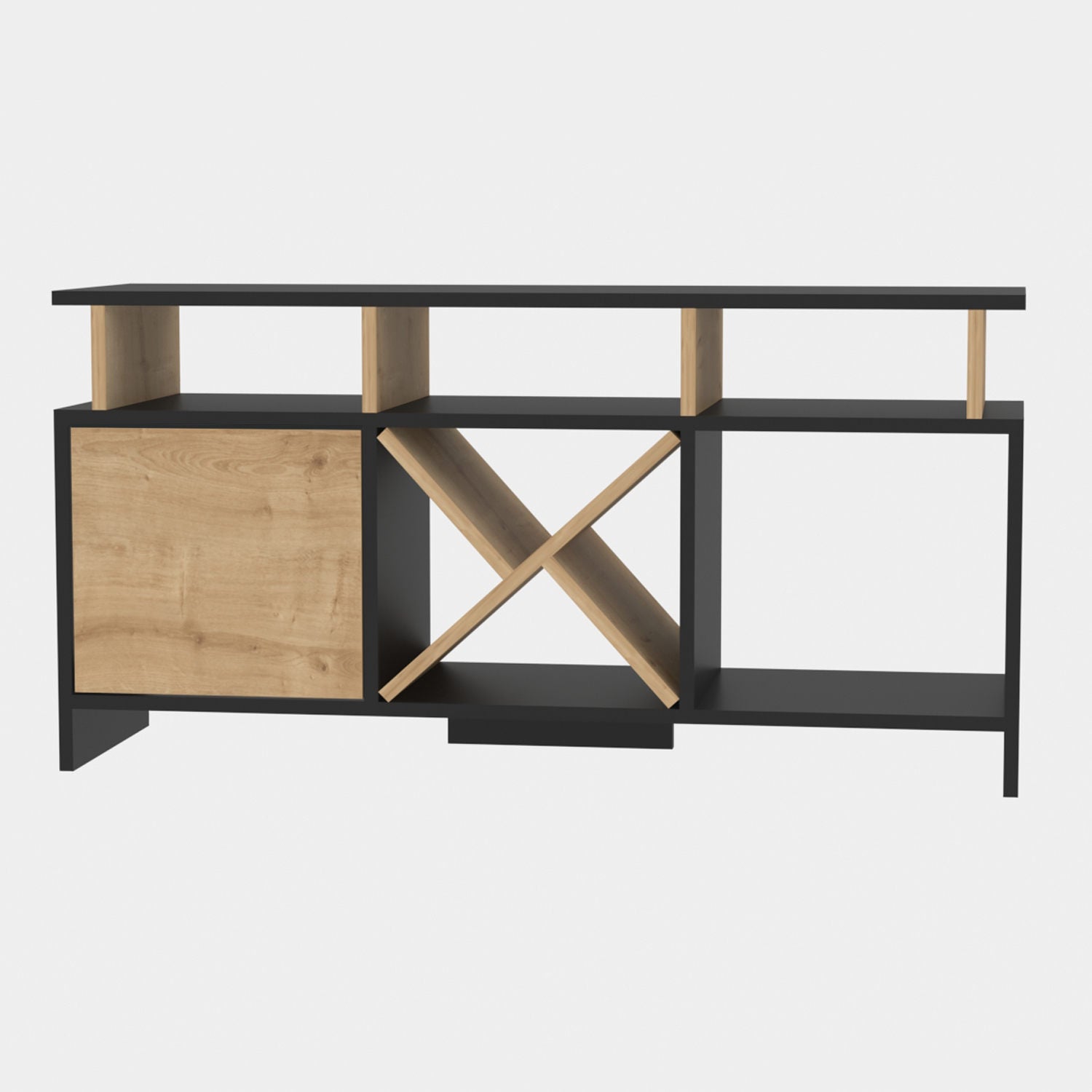 Móvel de TV elegante, antracite e carvalho, 120 x 29,9 x 60,6 cm | Painel de partículas 100% revestido de melamina, 18 mm de espessura | Design moderno para salas de estar e espaços de entretenimento