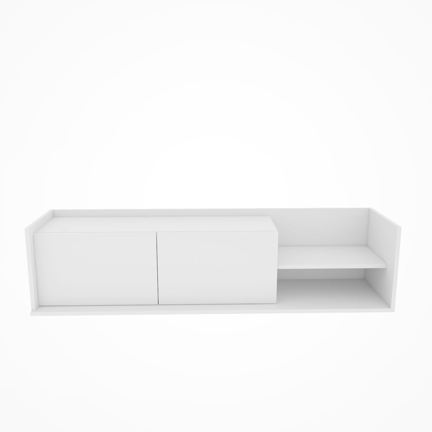 Móvel de TV escandinavo, branco, 160 x 35 x 36,8 cm | Painel de partículas 100% revestido em melamina, 18 mm de espessura | Elegante e funcional para salas de estar modernas