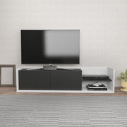 Suporte de TV elegante, 160 cm, branco e antracite | Painel de partículas 100% revestido de melamina, 18 mm de espessura | Design moderno para salas de estar e espaços de entretenimento
