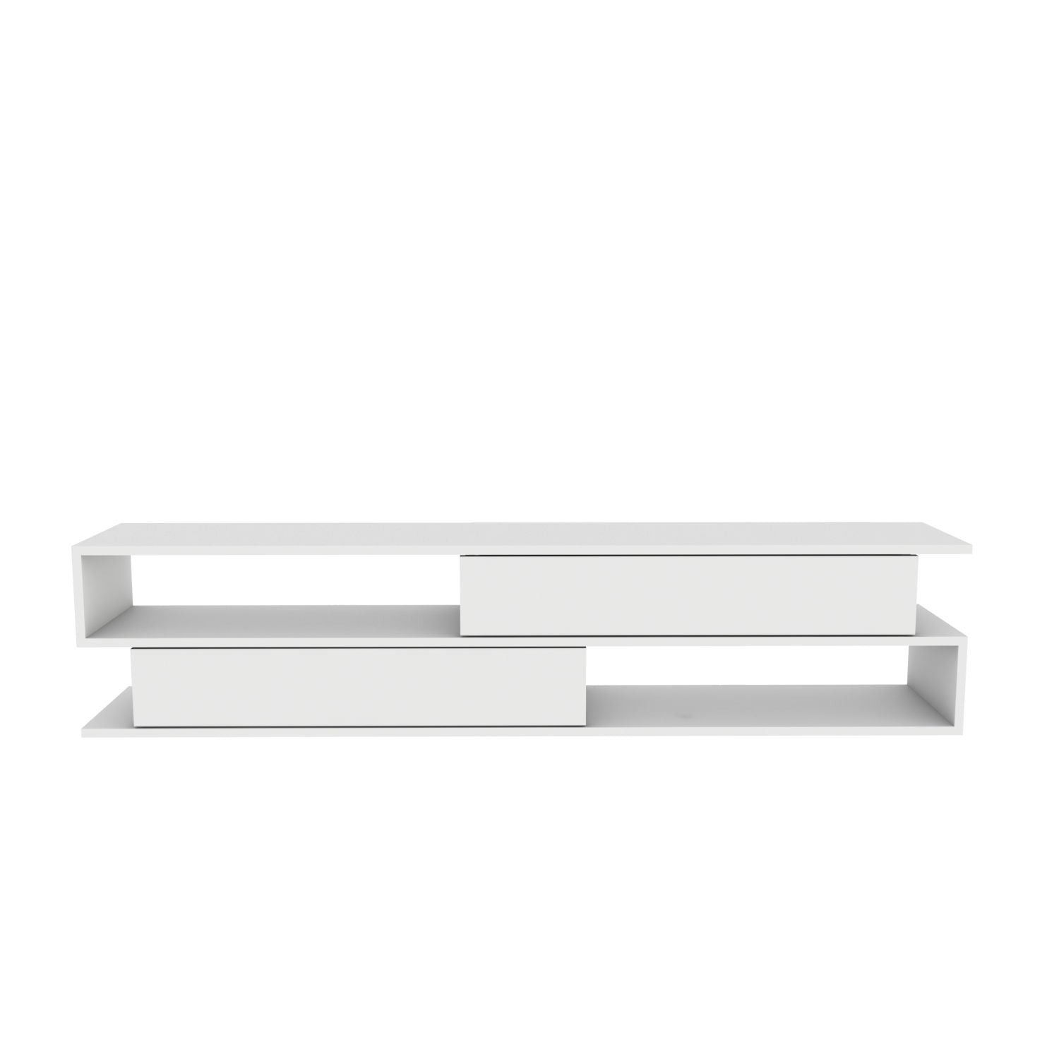 Móvel de TV escandinavo, branco, 160 cm x 35,3 cm x 38,6 cm | Painel de partículas 100% revestido de melamina, 18 mm de espessura | Elegante e funcional para salas de estar modernas