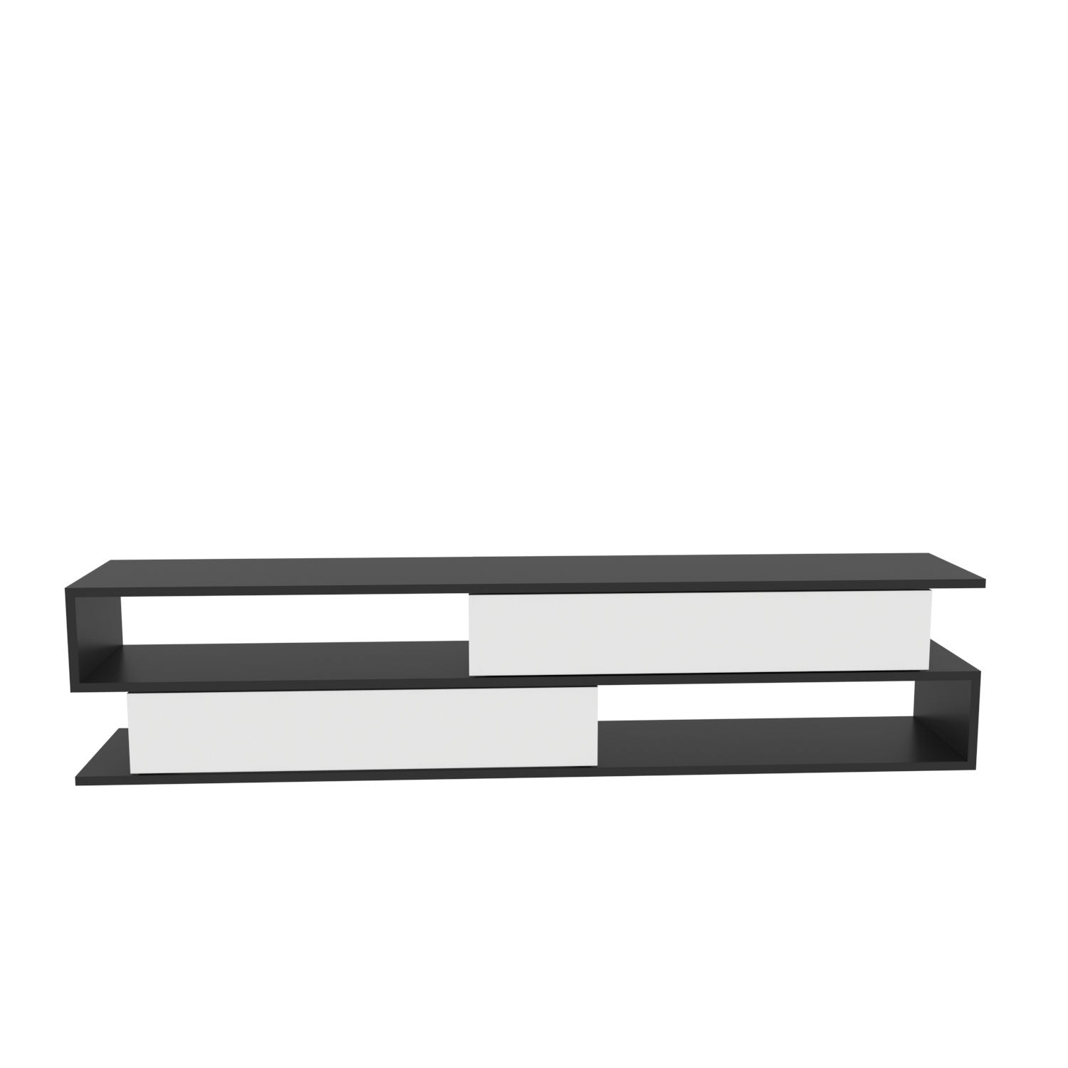 Móvel de TV elegante, antracite e branco, 160 x 35,3 x 38,6 cm | Painel de partículas 100% revestido de melamina, 18 mm de espessura | Design moderno para salas de estar e espaços de entretenimento