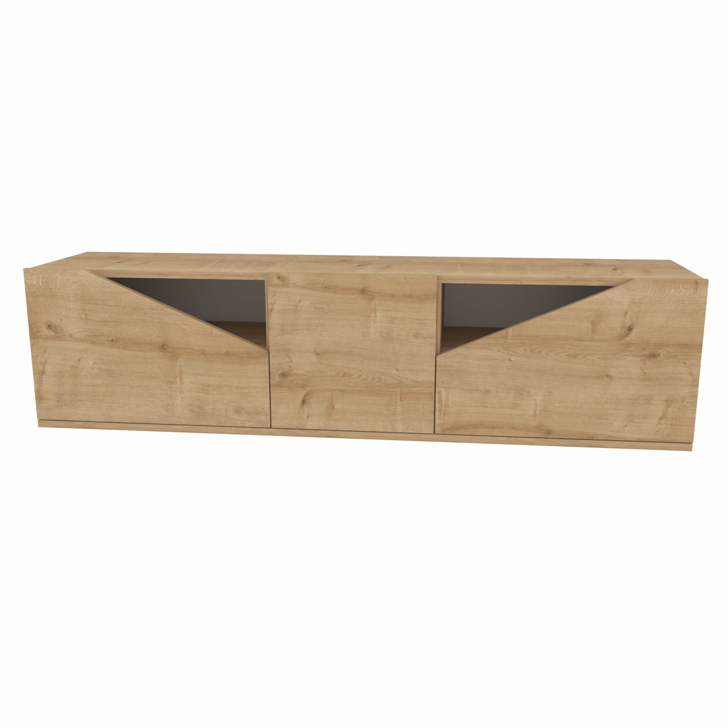 Móvel de TV elegante em carvalho, 160 cm x 35,3 cm x 40 cm | Painel de partículas 100% revestido em melamina, 18 mm de espessura | Perfeito para decoração de cabanas/lodges, durável e elegante