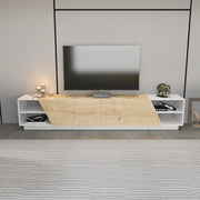 Móvel de TV escandinavo, branco e carvalho, 240 cm x 37,1 cm x 47,4 cm | Painel de partículas 100% revestido de melamina, 18 mm de espessura | Design elegante e funcional para salas de estar modernas