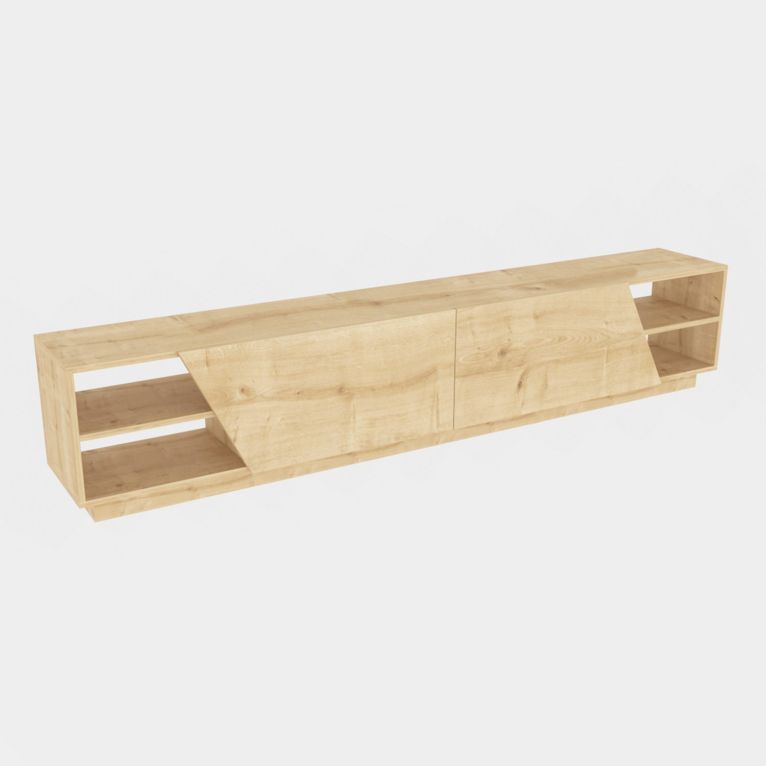 Suporte de TV elegante em carvalho, 240 cm x 37,1 cm x 47,4 cm | Painel de partículas 100% revestido em melamina, 18 mm de espessura | Perfeito para decoração de cabanas/lodges, durável e elegante