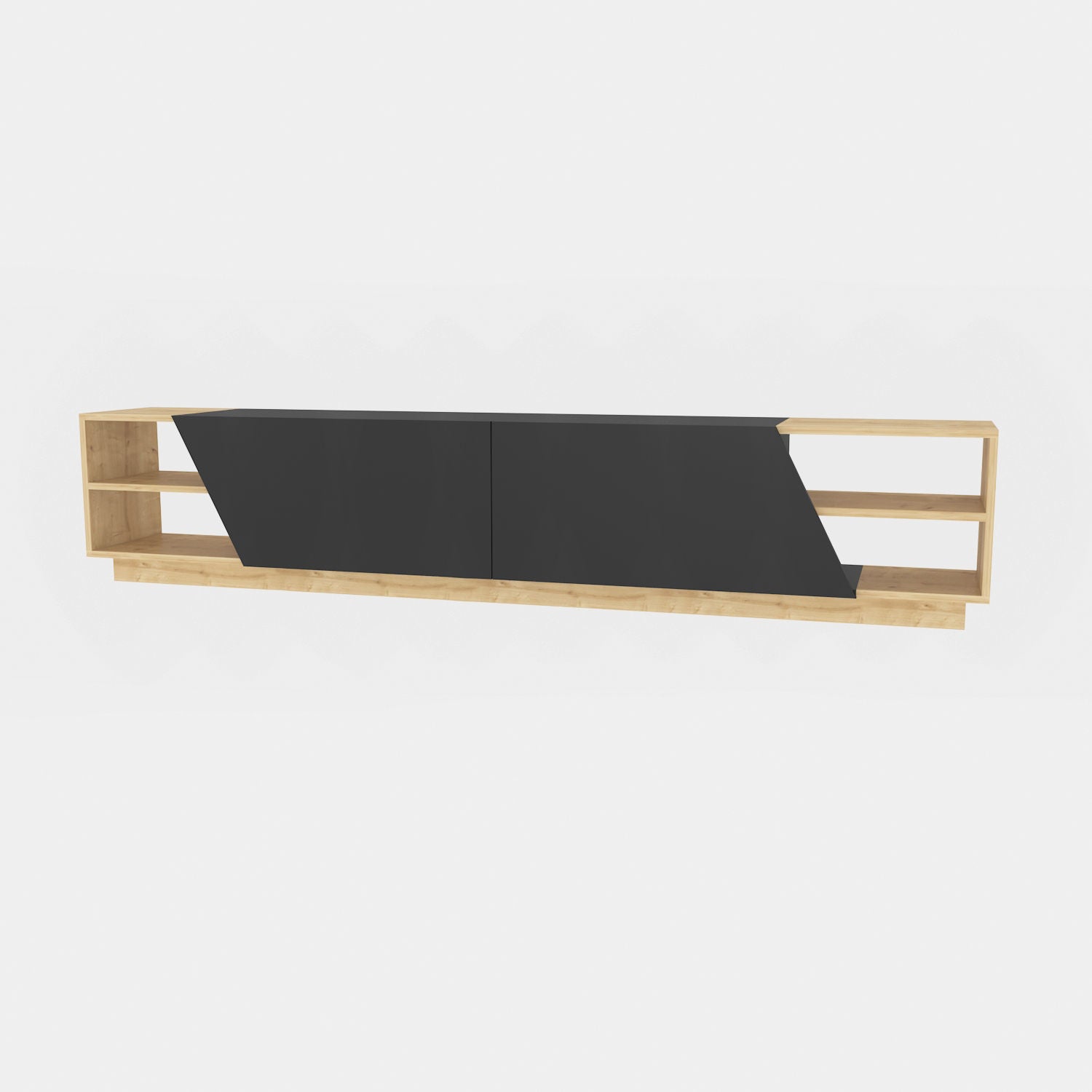 Suporte de TV escandinavo, carvalho e antracite, 240 x 37,1 x 47,4 cm | Painel de partículas 100% revestido de melamina, 18 mm de espessura | Design elegante e funcional para salas de estar modernas