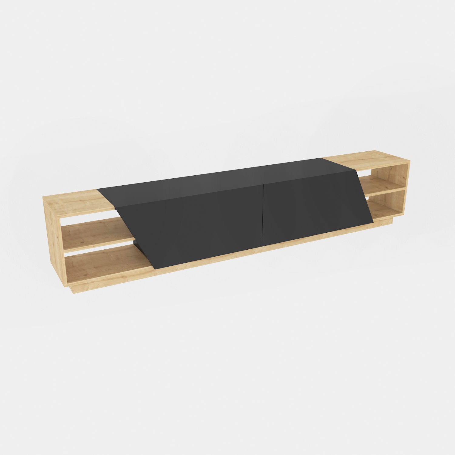 Suporte de TV escandinavo, carvalho e antracite, 240 x 37,1 x 47,4 cm | Painel de partículas 100% revestido de melamina, 18 mm de espessura | Design elegante e funcional para salas de estar modernas