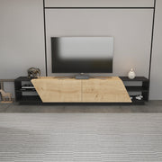 Suporte de TV escandinavo, 240 cm, antracite e carvalho | Painel de partículas 100% revestido com melamina, 18 mm de espessura | Elegante e funcional para salas de estar modernas