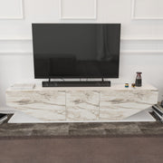 Suporte de TV moderno, branco e mármore, 180 x 30 x 45 cm | Painel de partículas 100% revestido em melamina, 18 mm de espessura | Design elegante em antracite para salas de estar contemporâneas