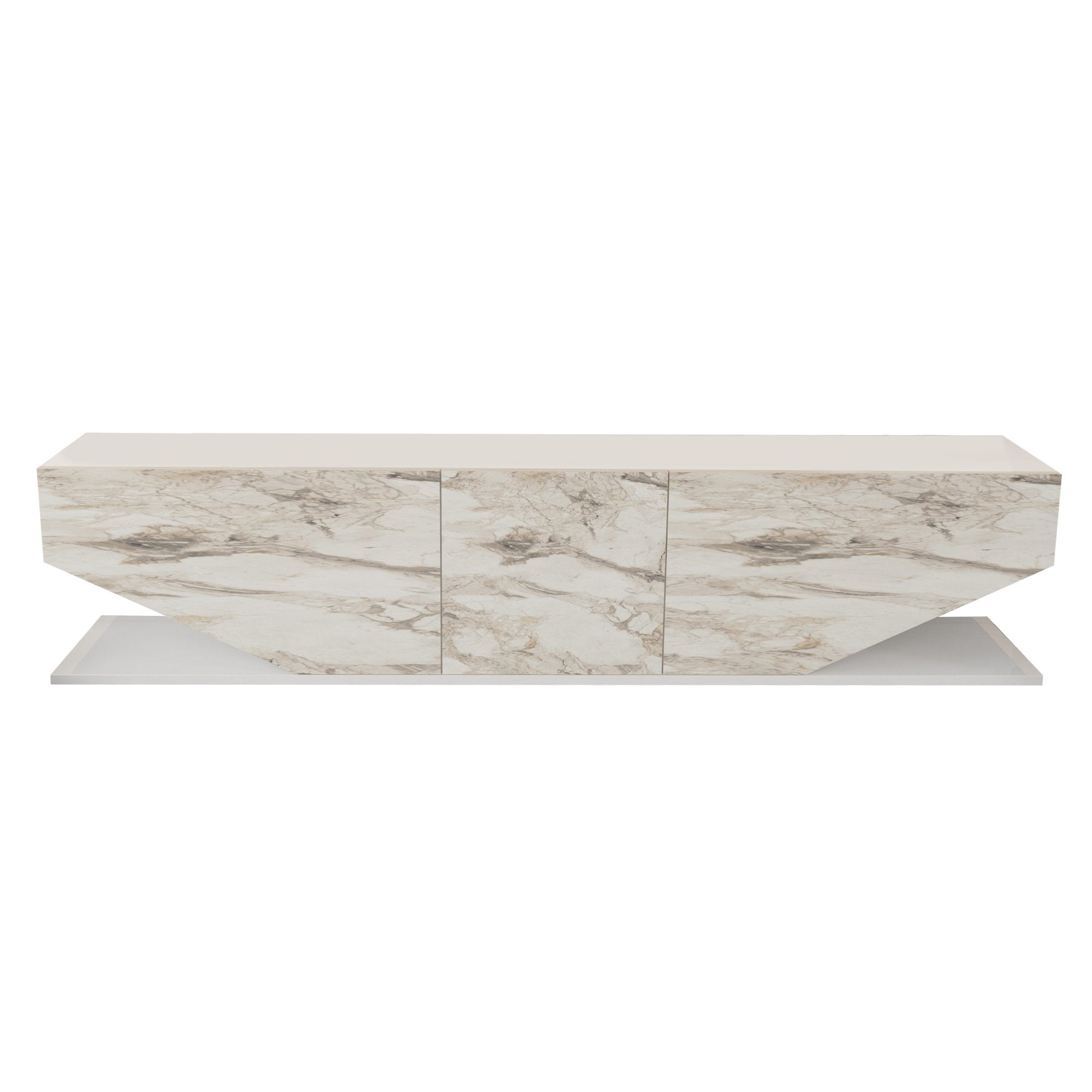 Suporte de TV moderno, branco e mármore, 180 x 30 x 45 cm | Painel de partículas 100% revestido em melamina, 18 mm de espessura | Design elegante em antracite para salas de estar contemporâneas