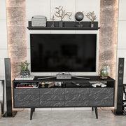 Móvel de TV moderno, preto antracite, 160 x 35 x 64,5 cm | Painel de partículas 100% revestido em melamina, 18 mm de espessura | Elegante e funcional para sala de estar