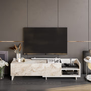 Suporte de TV moderno, branco, 165 x 35 x 41 cm | Painel de partículas 100% revestido em melamina, 18 mm de espessura | Design elegante em antracite para salas de estar elegantes