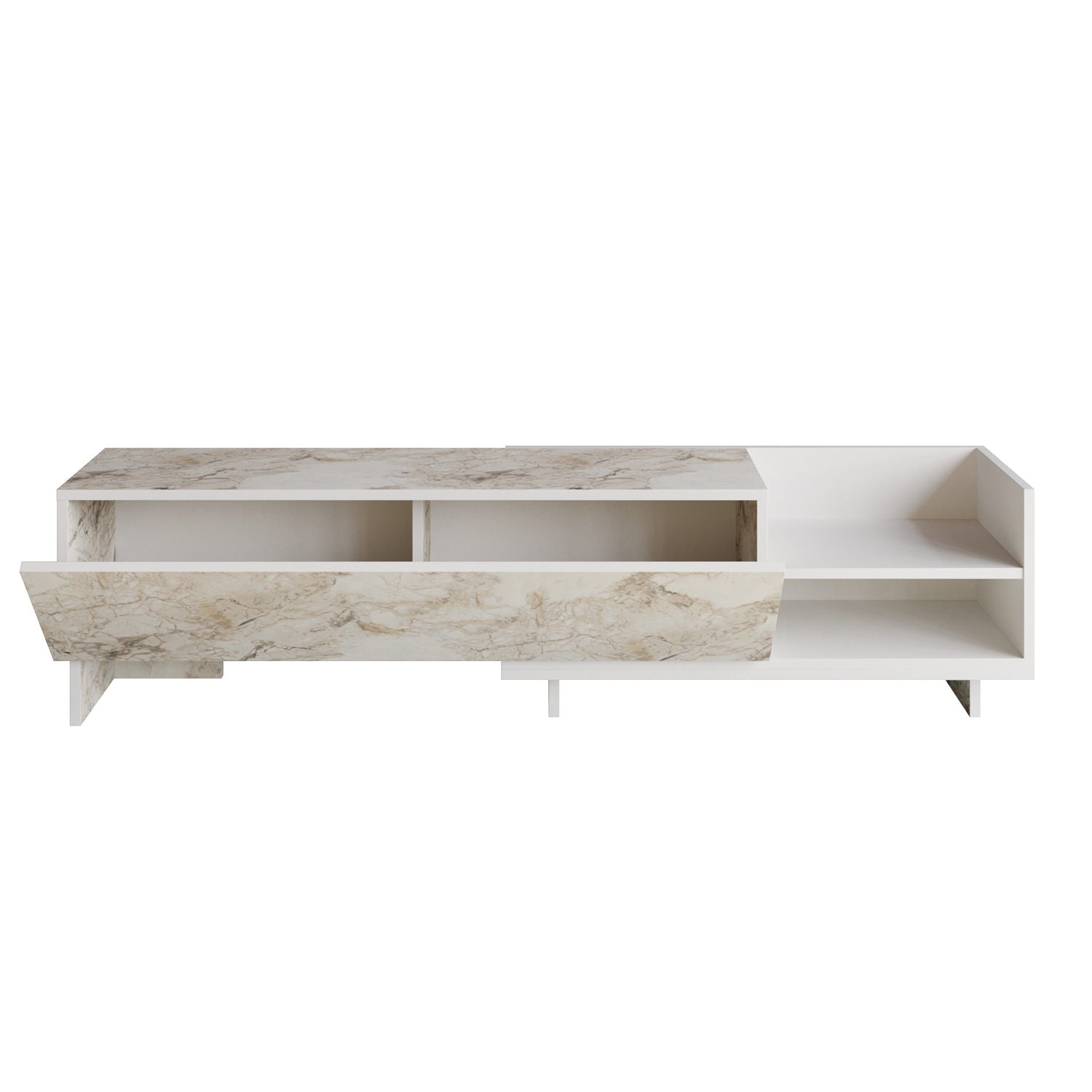 Suporte de TV moderno, branco, 165 x 35 x 41 cm | Painel de partículas 100% revestido em melamina, 18 mm de espessura | Design elegante em antracite para salas de estar elegantes