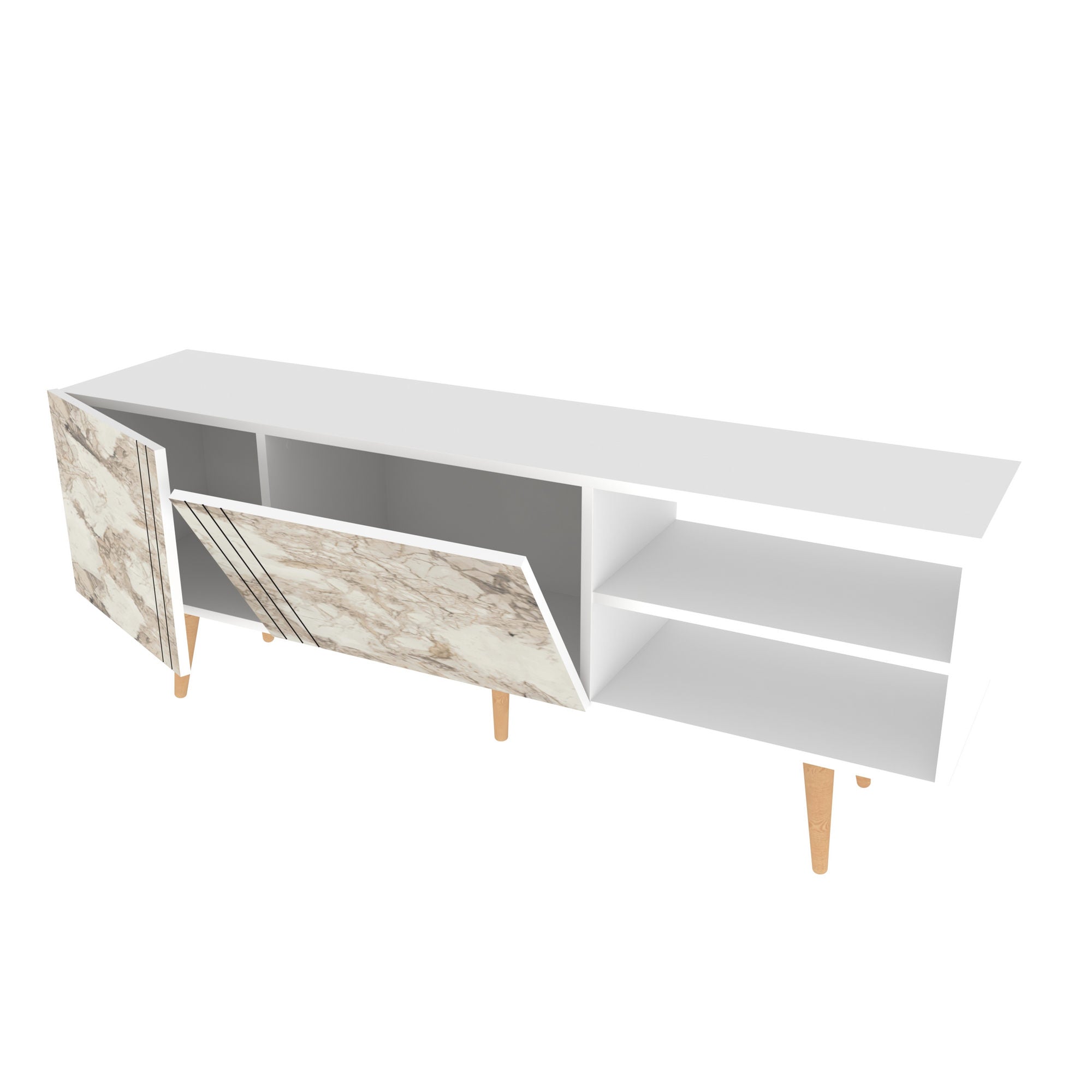 Suporte de TV moderno, 160 cm, antracite e branco, 100% aglomerado revestido com melamina, 18 mm de espessura | Design elegante para salas de estar e espaços de entretenimento