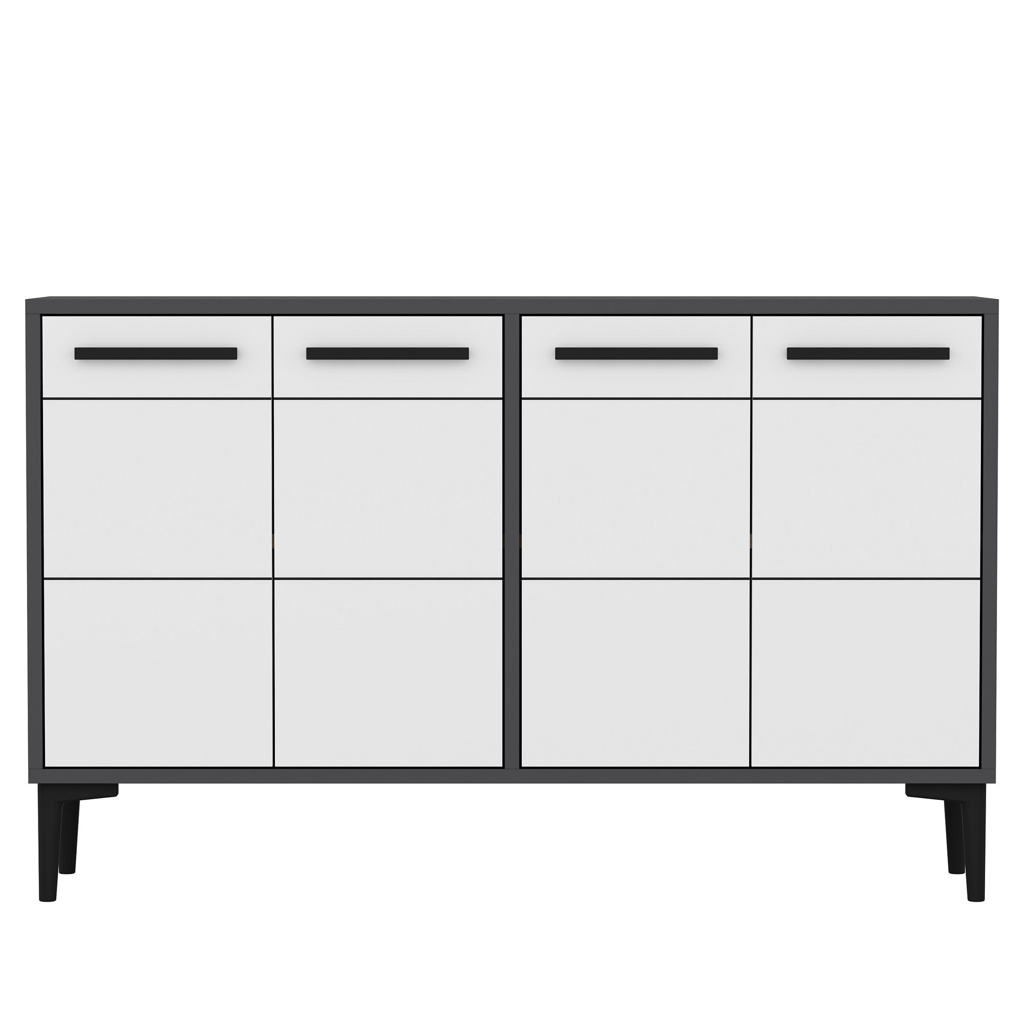 Aparador de TV – 120cm x 30cm x 75cm – Antracite e Branco – Painel de partículas revestido em melamina